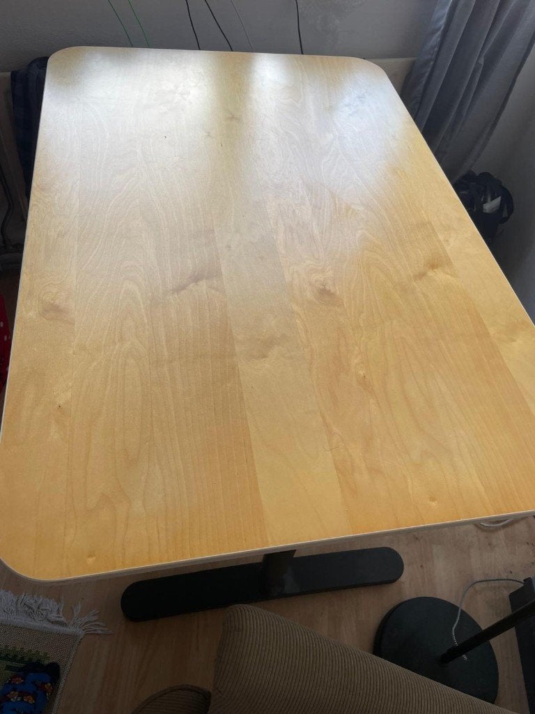 witte houten werktafel, Ophalen, Gebruikt, 100 tot 150 cm, 75 cm of meer