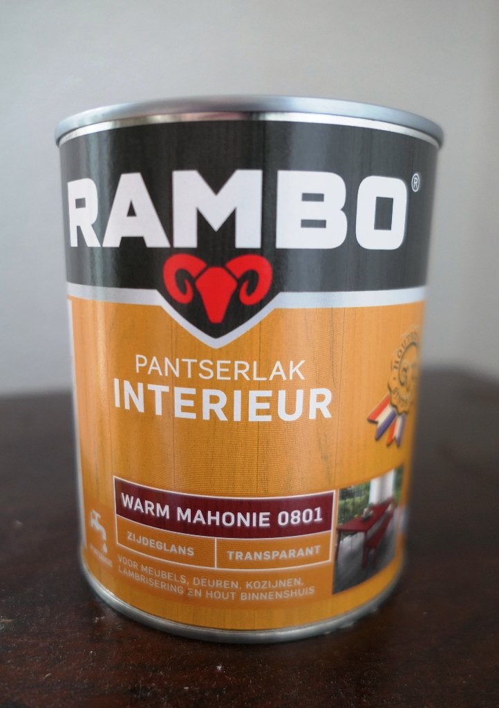 Rambo Pantserlak Interieur Zijdeglans - Warm Mahonie (0801), Bruin, Nieuw, Ophalen of Verzenden, Lak