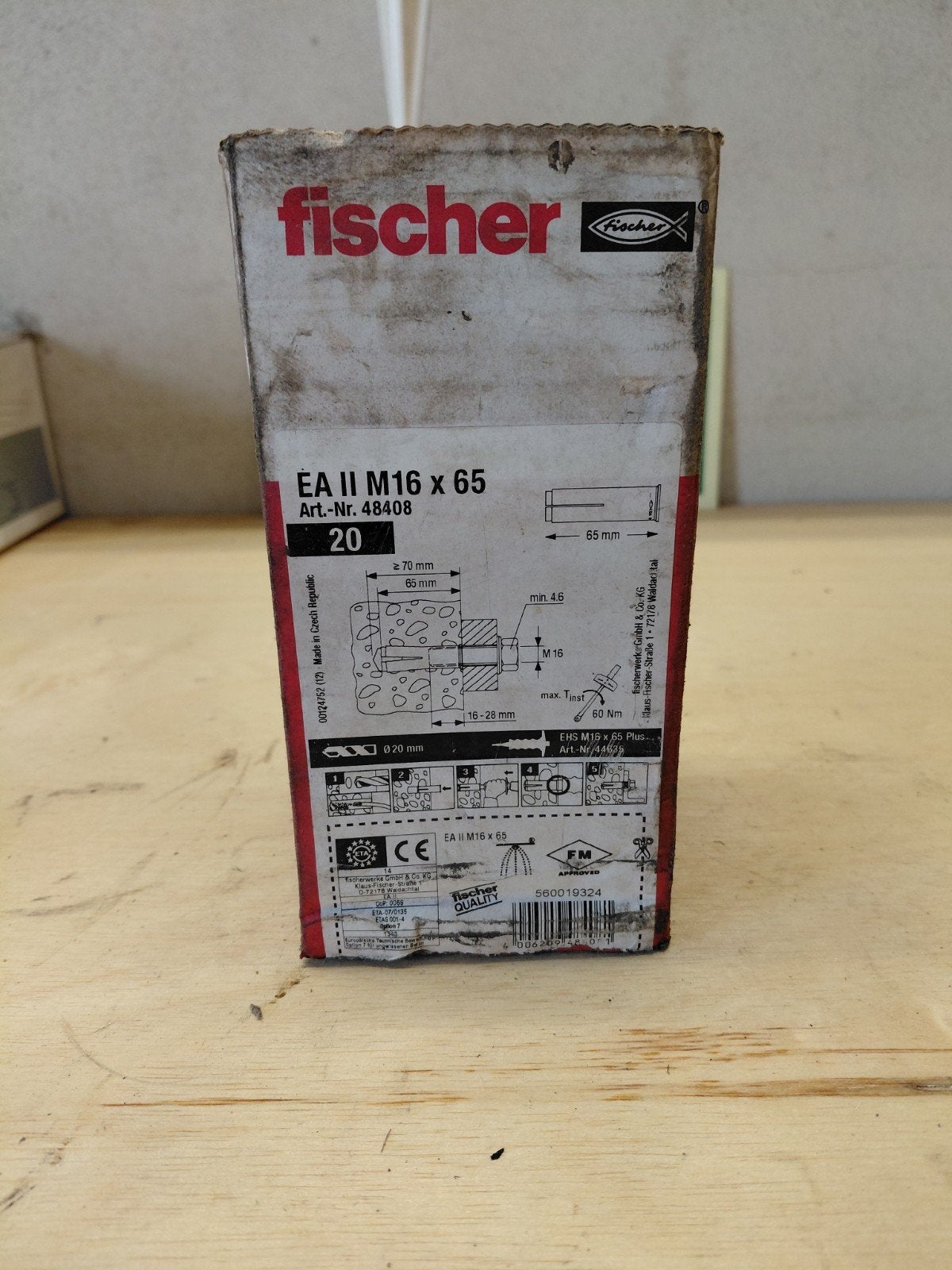 Fischer EA II M16 x 65 pluggen - Ankerhuls voor beton, Ophalen of Verzenden, Nieuw, 50 tot 100 mm, Pluggen