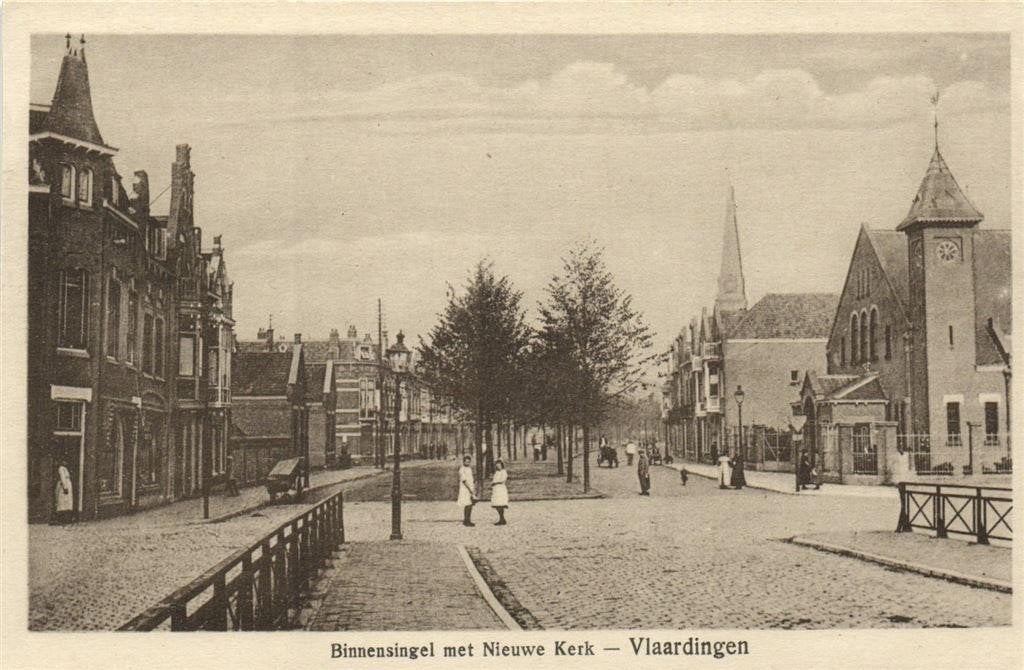 Binnensingel met Nieuwe Kerk - Vlaardingen - beschreven, Ophalen of Verzenden, Voor 1920, Ongelopen, Zuid-Holland