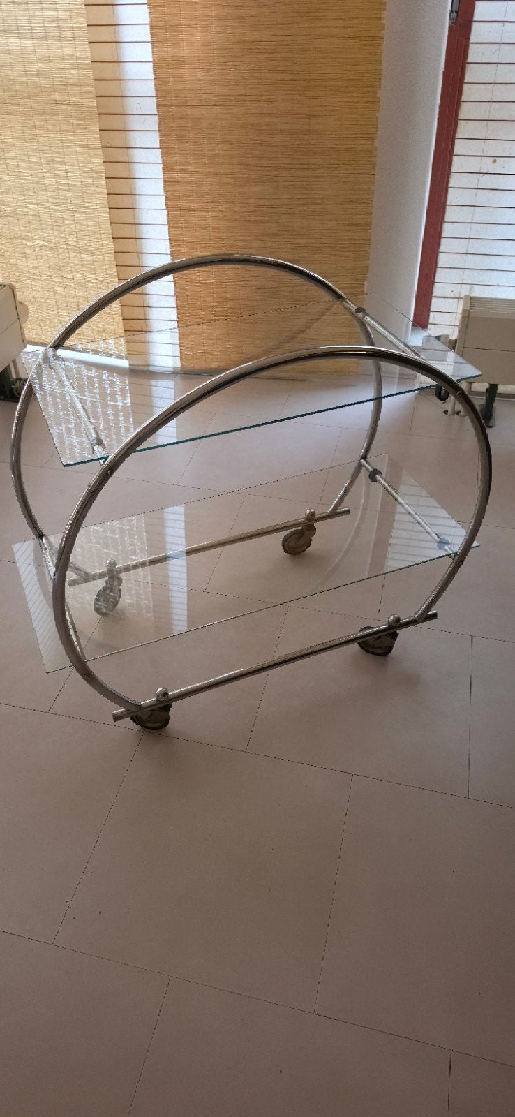 Originele Bauhaus / Art Deco Serveerwagen Jaren 30 – Chrome, Antiek en Kunst, Ophalen