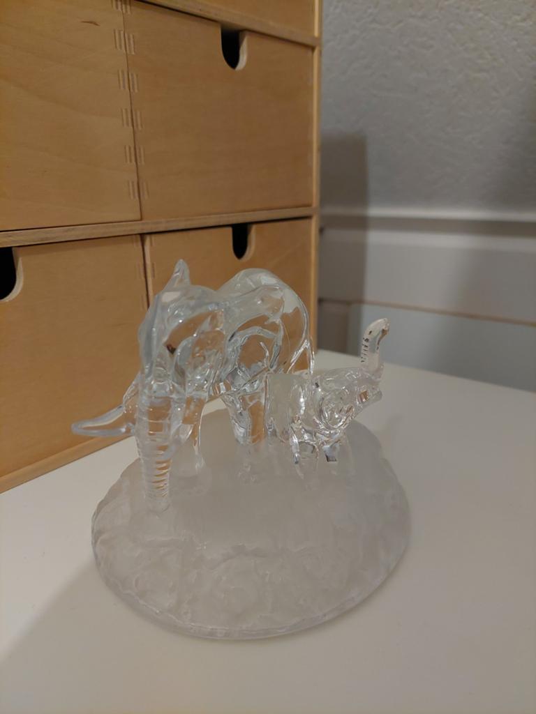 Kristallen Olifant met Kalfje - Decoratief Beeldje, Ophalen of Verzenden