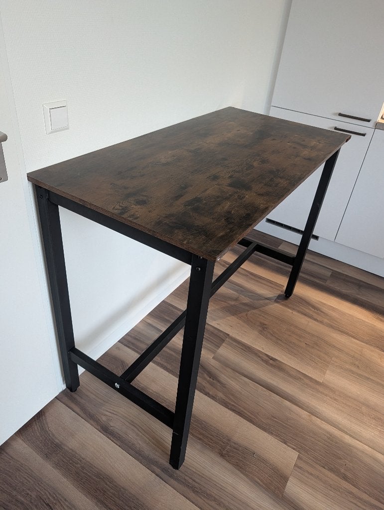 Industriële Bartafel / Hoge Eettafel (metaal & hout look), Huis en Inrichting, 100 tot 150 cm, 50 tot 100 cm, Zo goed als nieuw