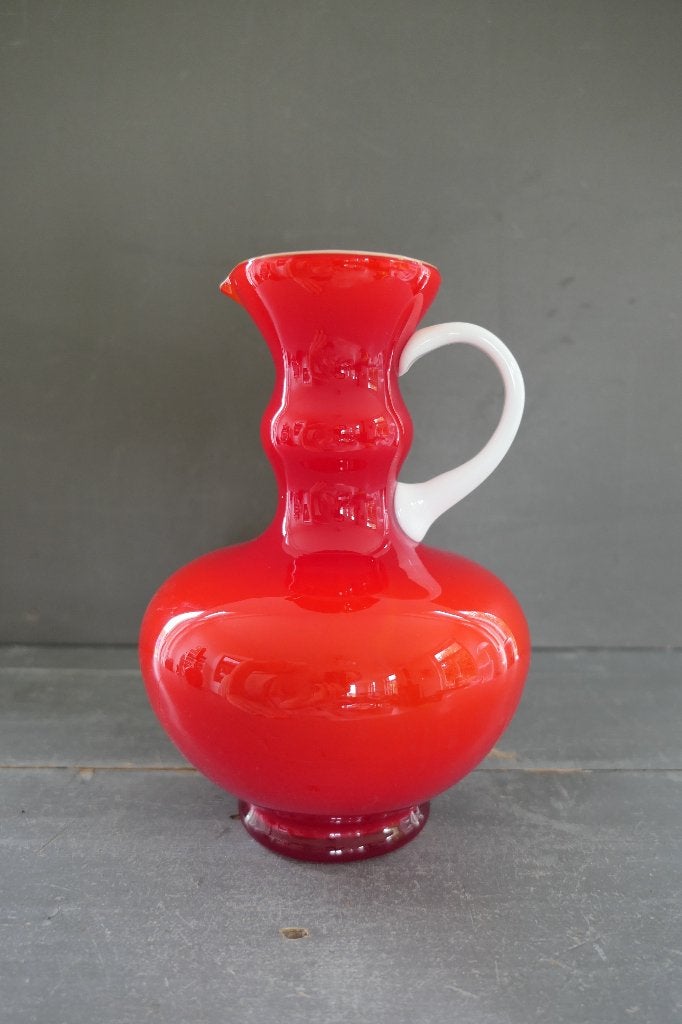 Vintage Opalina Fiorentina vaas rood glas, Verzenden