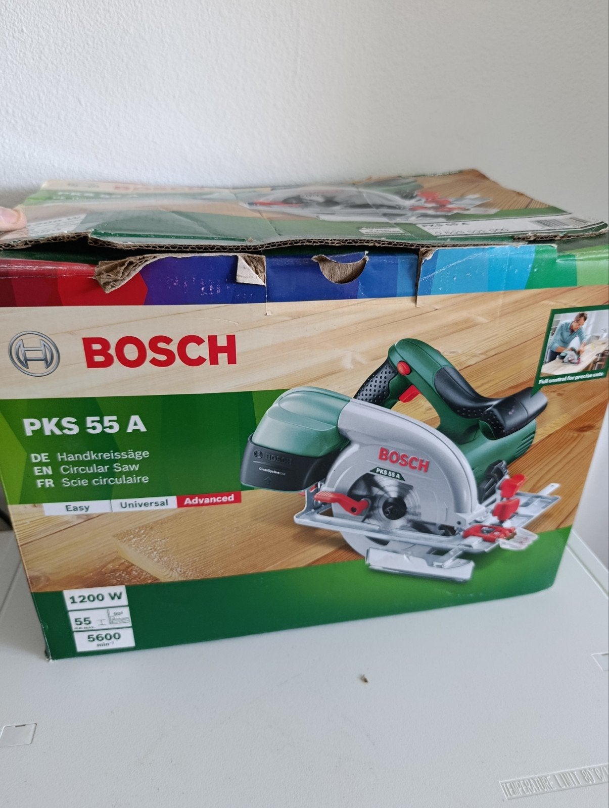 Bosch PKS 55 A Cirkelzaag (1200W) - Zo goed als nieuw, Cirkelzaag, Ophalen of Verzenden, Zo goed als nieuw, 30 tot 70 mm