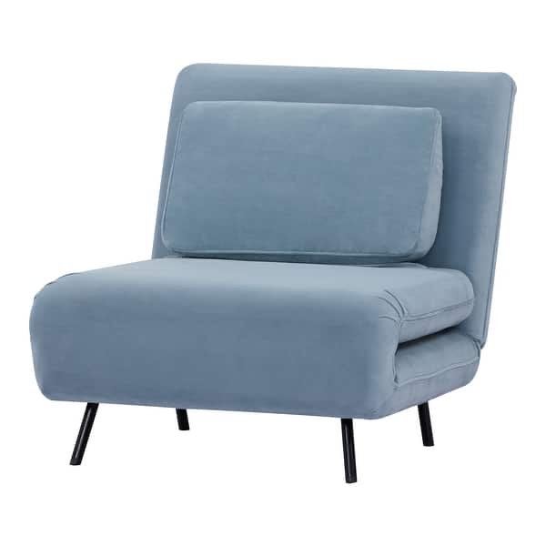 Lichtblauwe Fluweel Slaapstoel van MADE, Ophalen, Eenpersoons, Blauw, 190 cm of minder