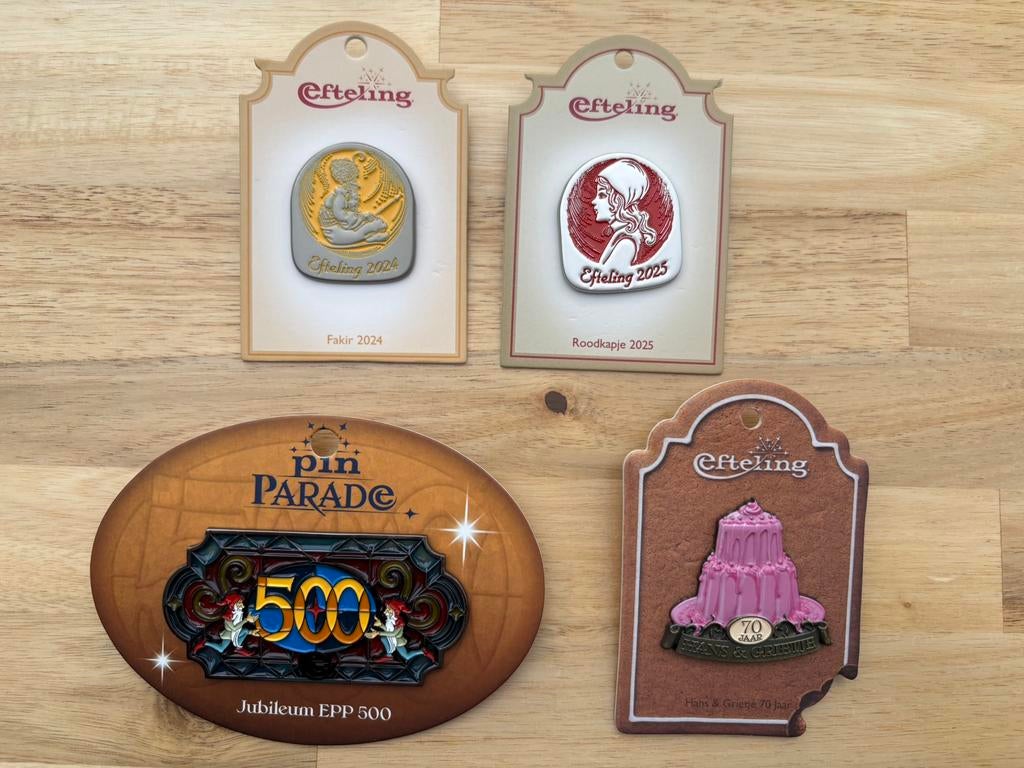Kwartet Efteling Pins Jubileum Pin Parade Jaarpin 2024 2025, Ophalen of Verzenden, Zo goed als nieuw