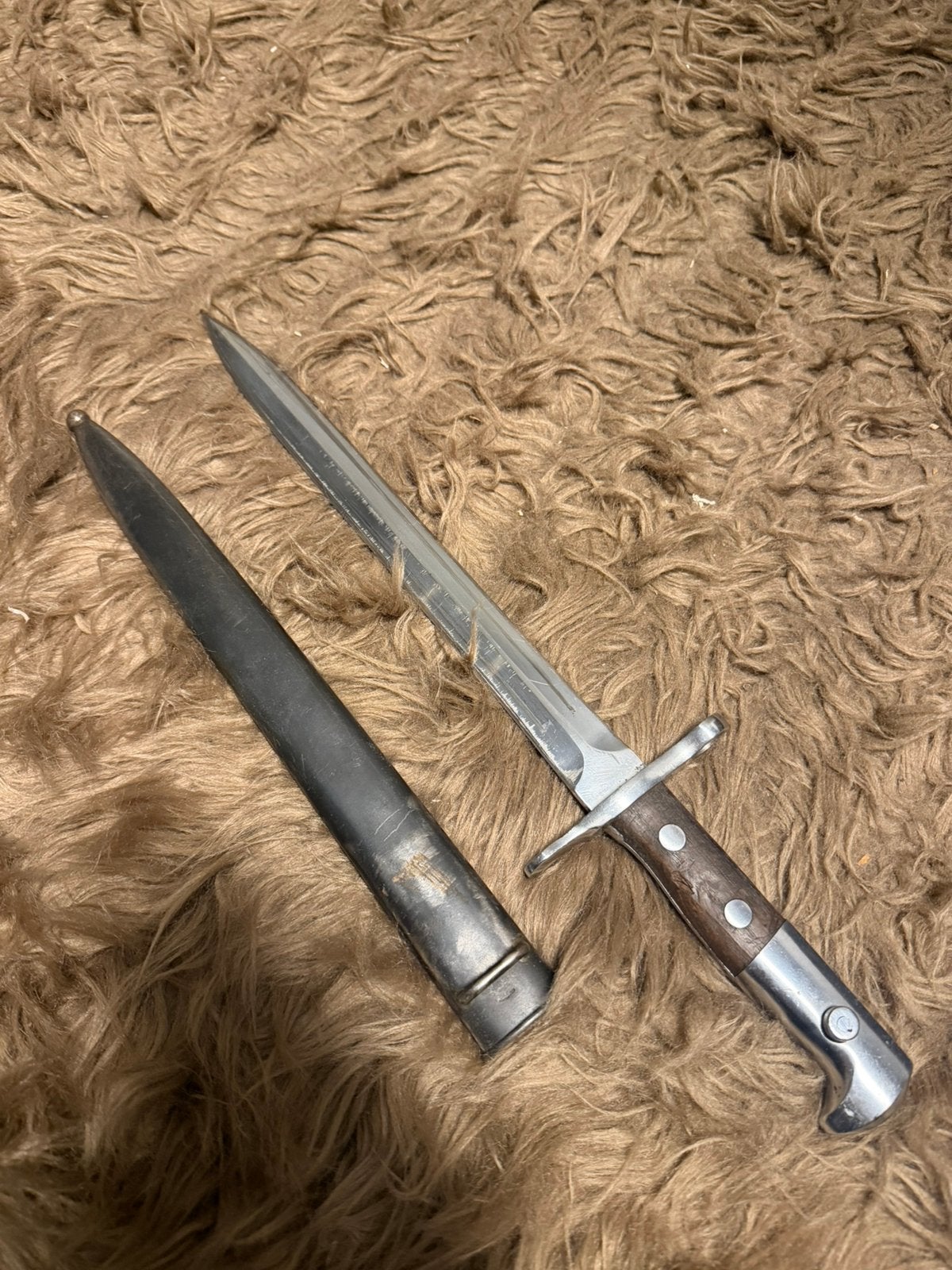 Zwitserse bajonet M1918 – Elsener Schwyz – met schede, Ophalen of Verzenden, Mes of Dolk