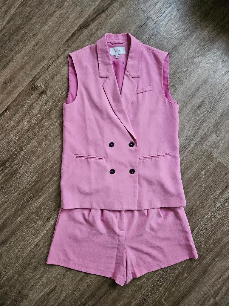 Broekpakje set pak gilet 40 korte broek 42 roze Vila zgan, Kostuum of Pak, Vila, Maat 42/44 (L), Ophalen of Verzenden