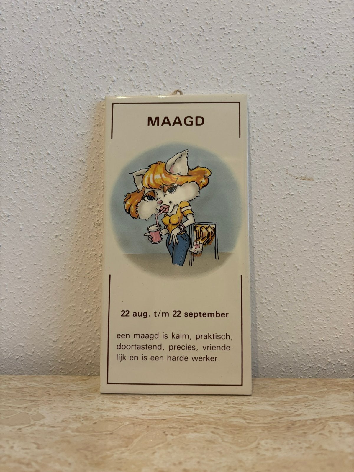 Vintage Mosa sterrenbeeld tegel Maagd – Virgo – 10  20 cm, Ophalen of Verzenden, Gebruikt
