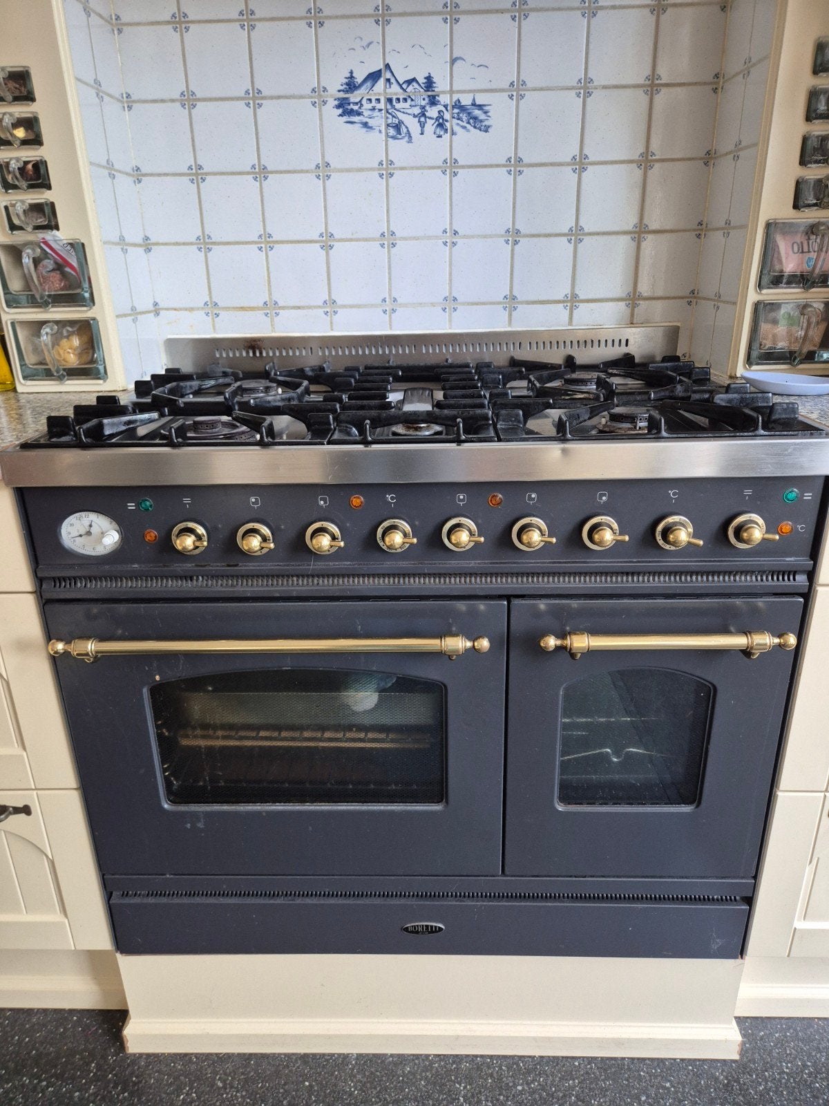 PER DIRECT BESCHIKBAAR: Boretti 5 pits gasfornuis met dubbel, Ophalen, Gebruikt, 60 cm of meer, Gas