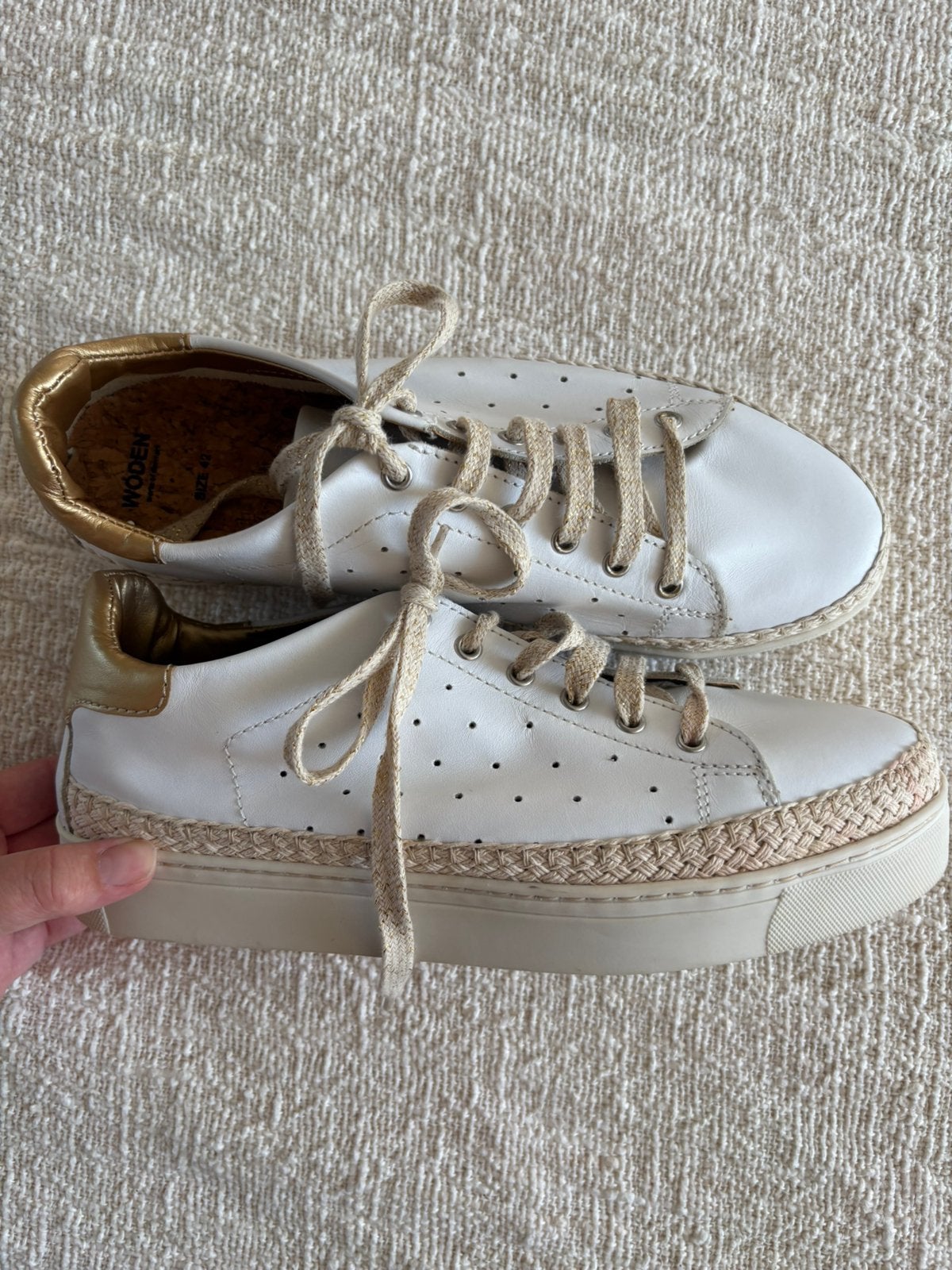 Wooden sneakers wit goud maat 42, Ophalen of Verzenden, Zo goed als nieuw, Wit, Sneakers of Gympen
