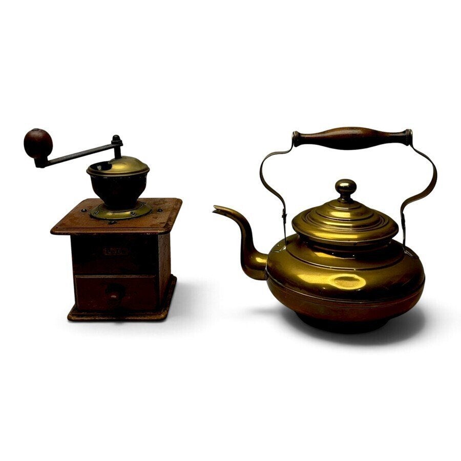 Lot huishoudelijke voorwerpen,19e eeuwse messing ketel, Ophalen of Verzenden