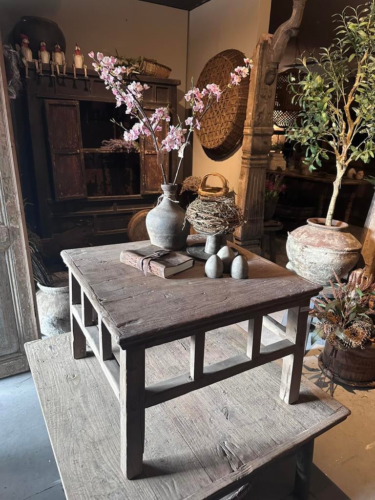 Unieke oude chinese salontafel elmwood, Ophalen of Verzenden