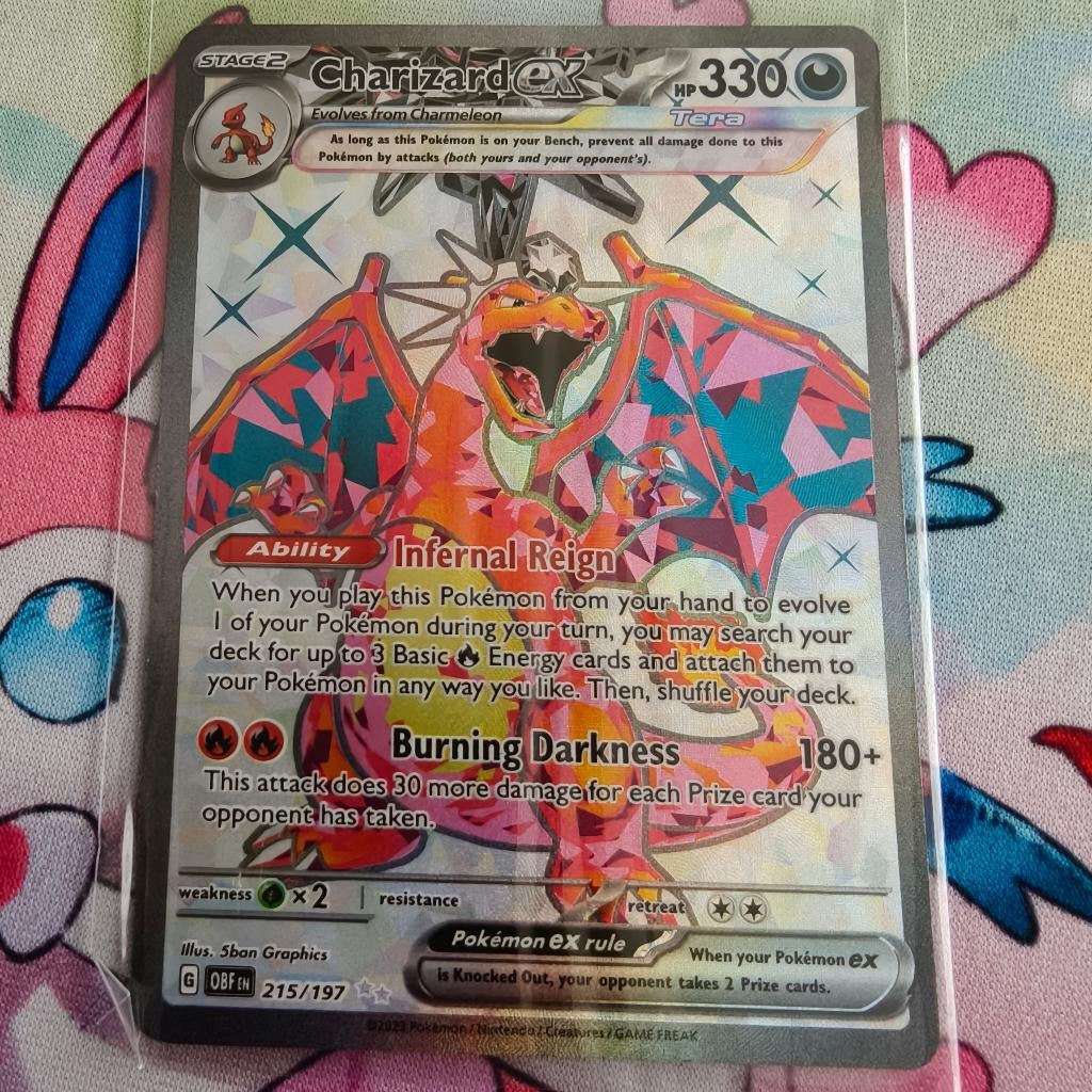 Pokemon charizard 215/197, Hobby en Vrije tijd, Verzamelkaartspellen | Pokémon, Ophalen of Verzenden, Zo goed als nieuw, Losse kaart