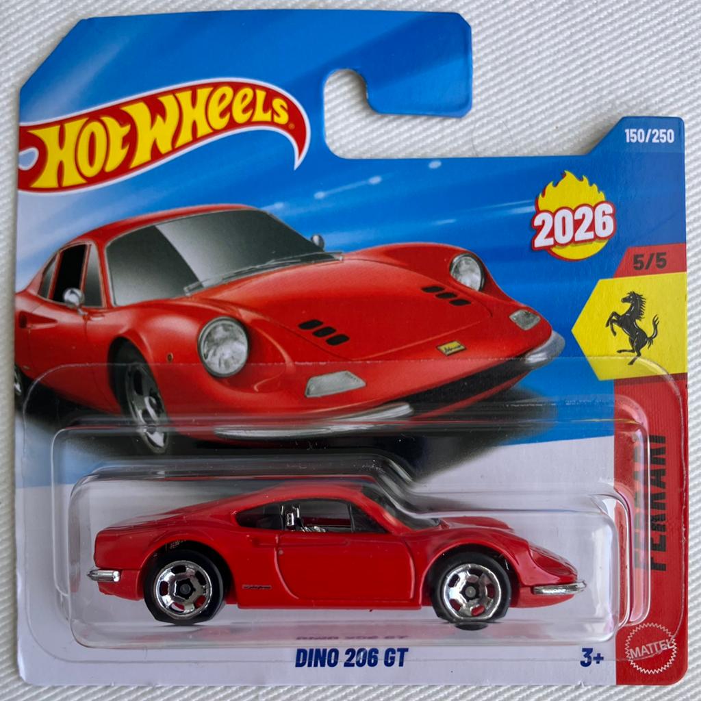 Hot Wheels Ferrari Dino 206 GT rood, Hobby en Vrije tijd, Modelauto's | Overige schalen, Ophalen of Verzenden, Nieuw, Auto