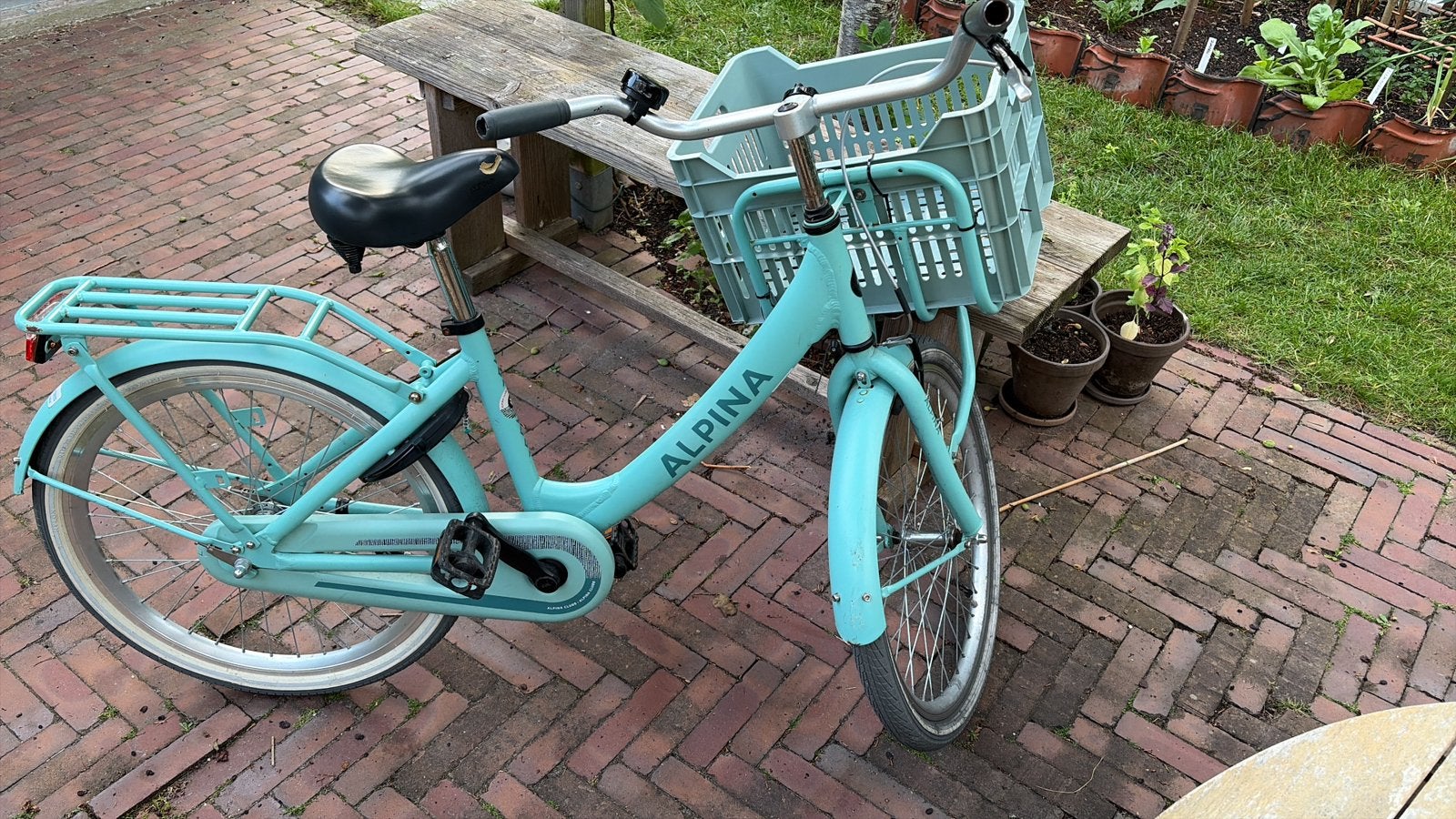 Alpina 24 inch kinderfiets met kratje in kleur mintgroen, Ophalen, Gebruikt, 24 inch