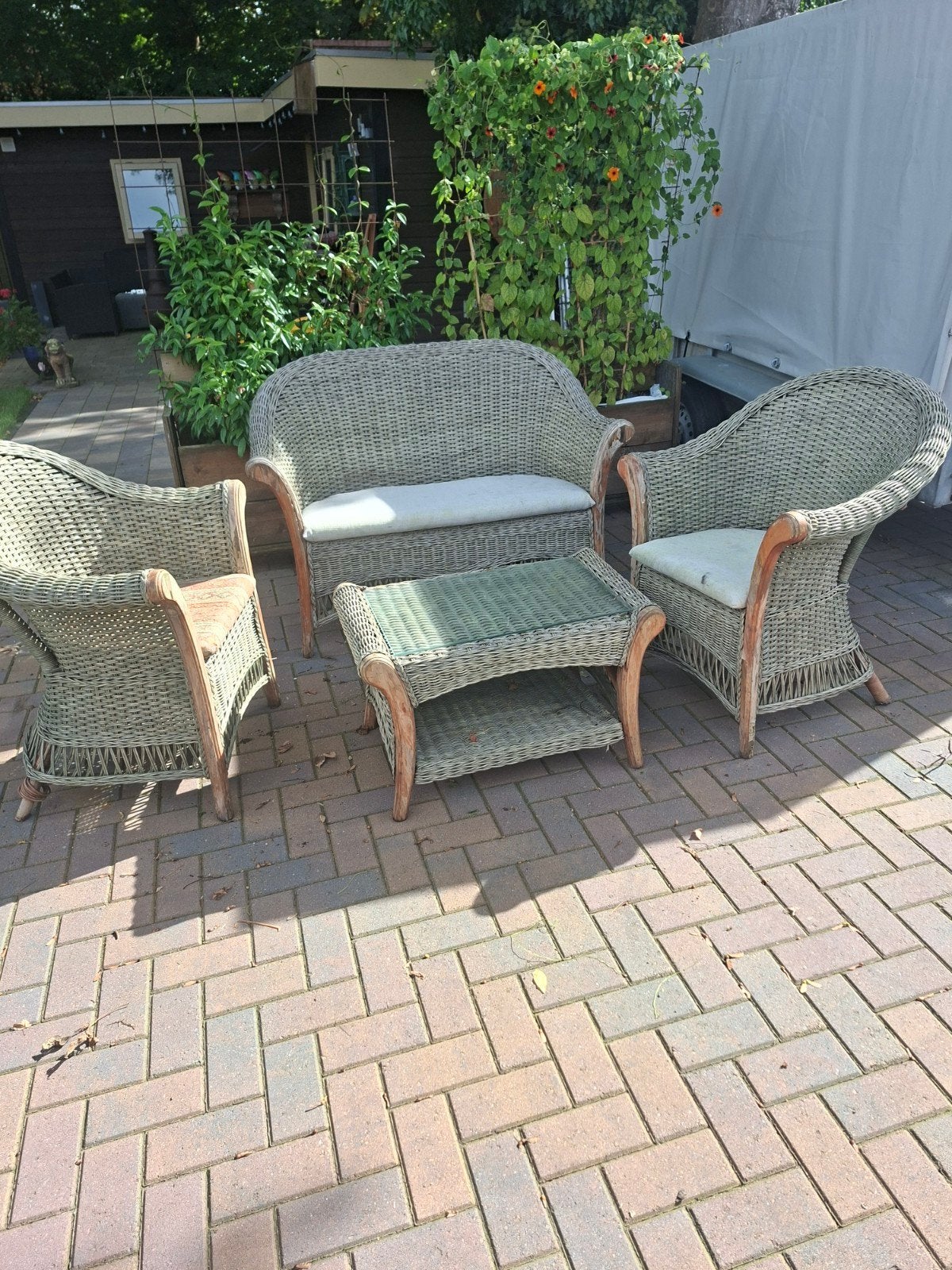 tuinset, Ophalen of Verzenden, Gebruikt, Rotan, Bank