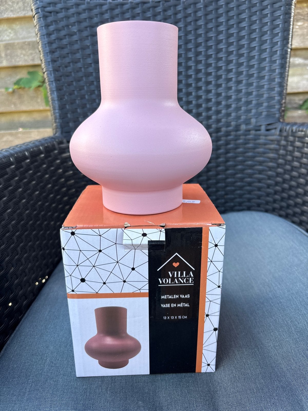 Roze metalen vaas van Villa Volance - Nieuw in doos, Ophalen