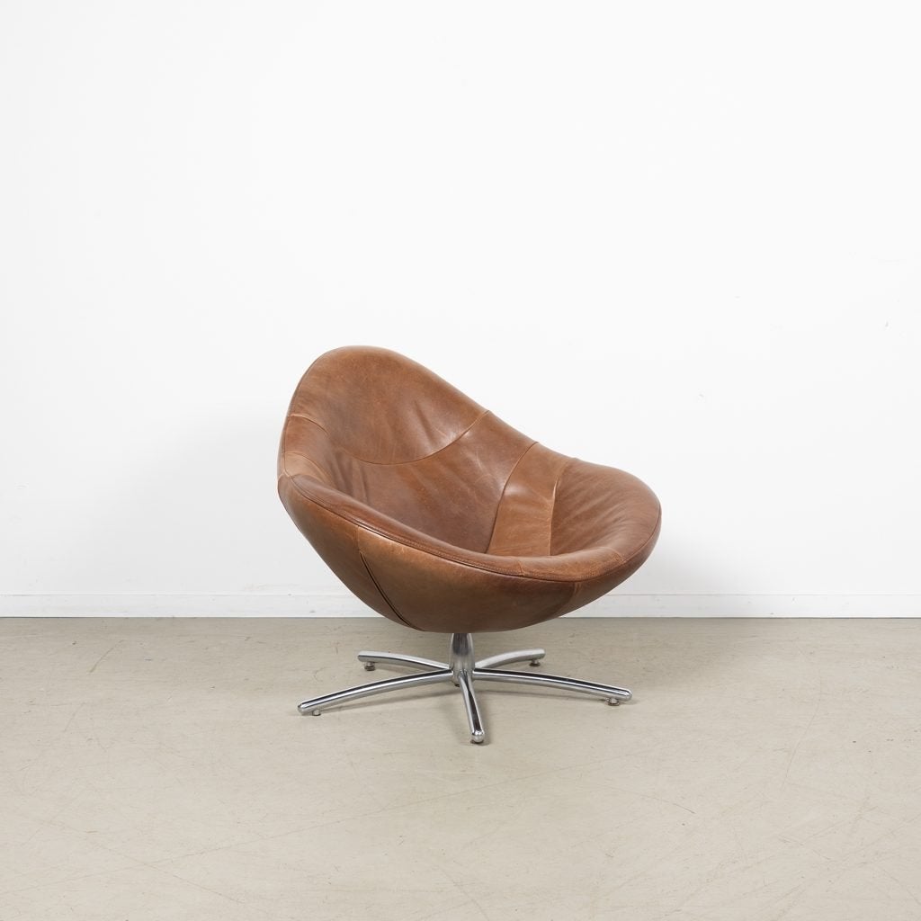 Label Hidde Fauteuil Donker Cognac Leer, Niet ingevuld, Zo goed als nieuw, Niet ingevuld, Niet ingevuld