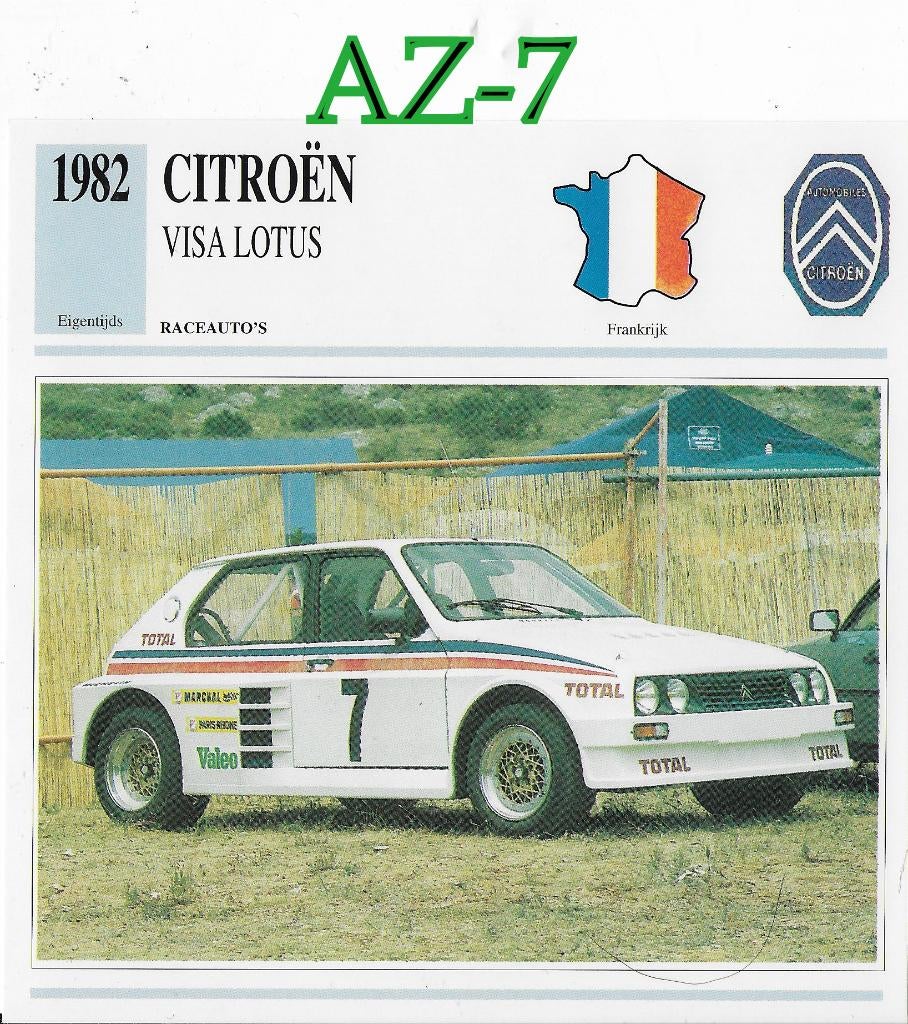 Az7 autokaart citroen visa lotus ( 1982 ), Ophalen of Verzenden, Zo goed als nieuw, Auto's