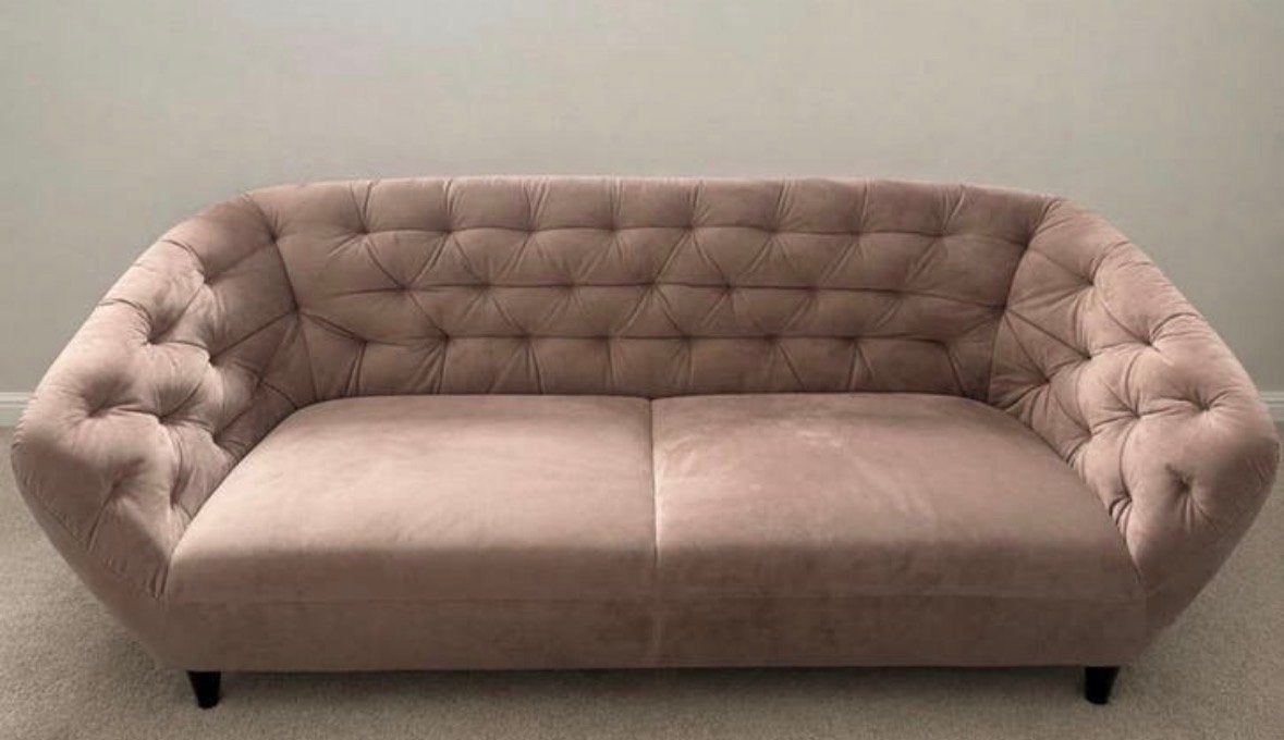 Stijlvolle Roze Velours Bank - Zo goed als nieuw, Ophalen, Driepersoons, 75 tot 100 cm, Zo goed als nieuw