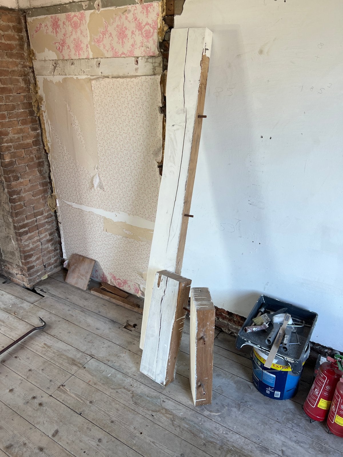 Massief eikenhouten balken - Oud hout, diverse maten, Doe-het-zelf en Verbouw, Hout en Planken, Ophalen, Gebruikt, Eiken, 50 mm of meer