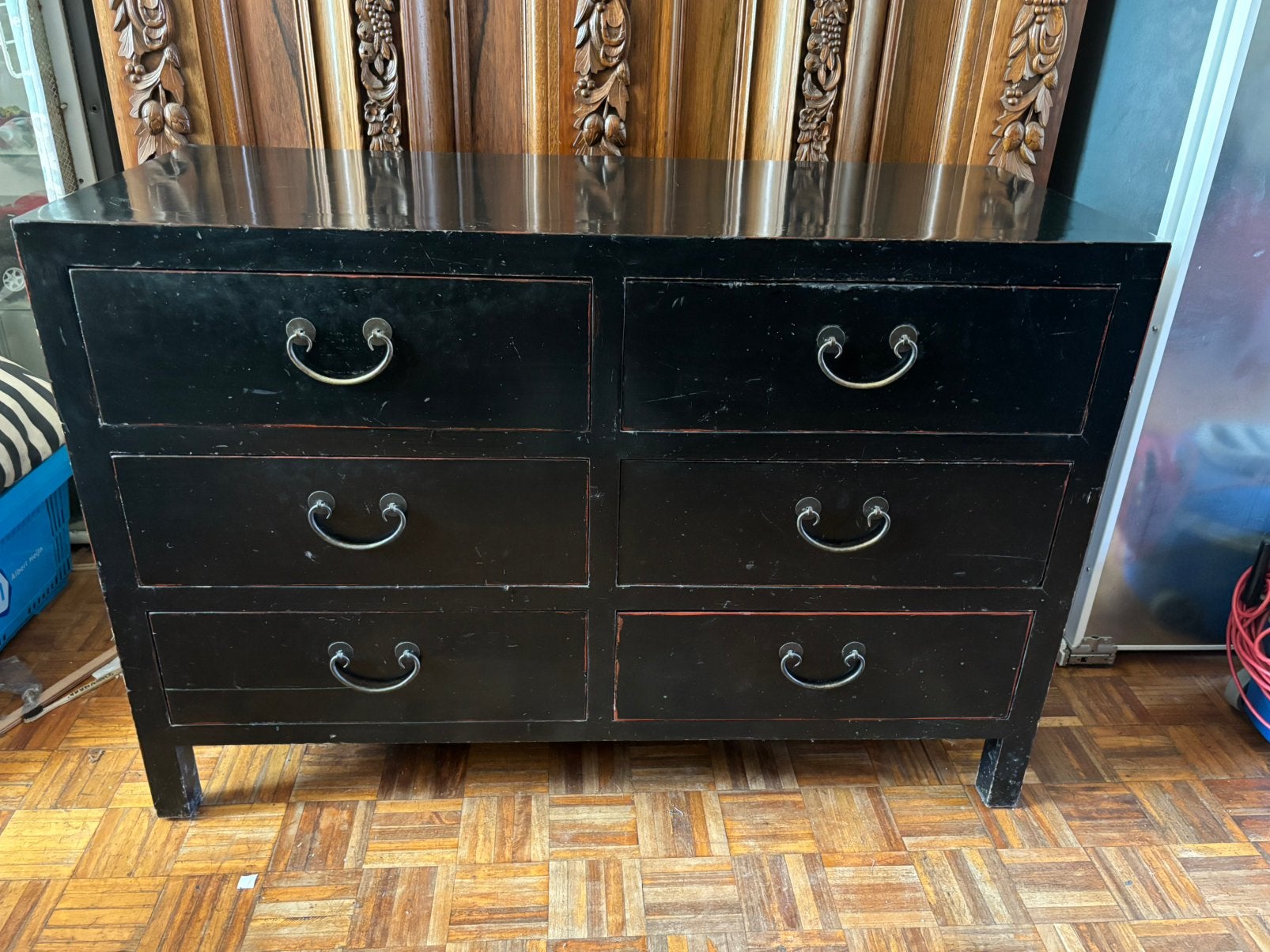 Zwart dressoir, Huis en Inrichting, Kasten | Dressoirs, Ophalen, Gebruikt, 100 tot 150 cm, Met lade(s)