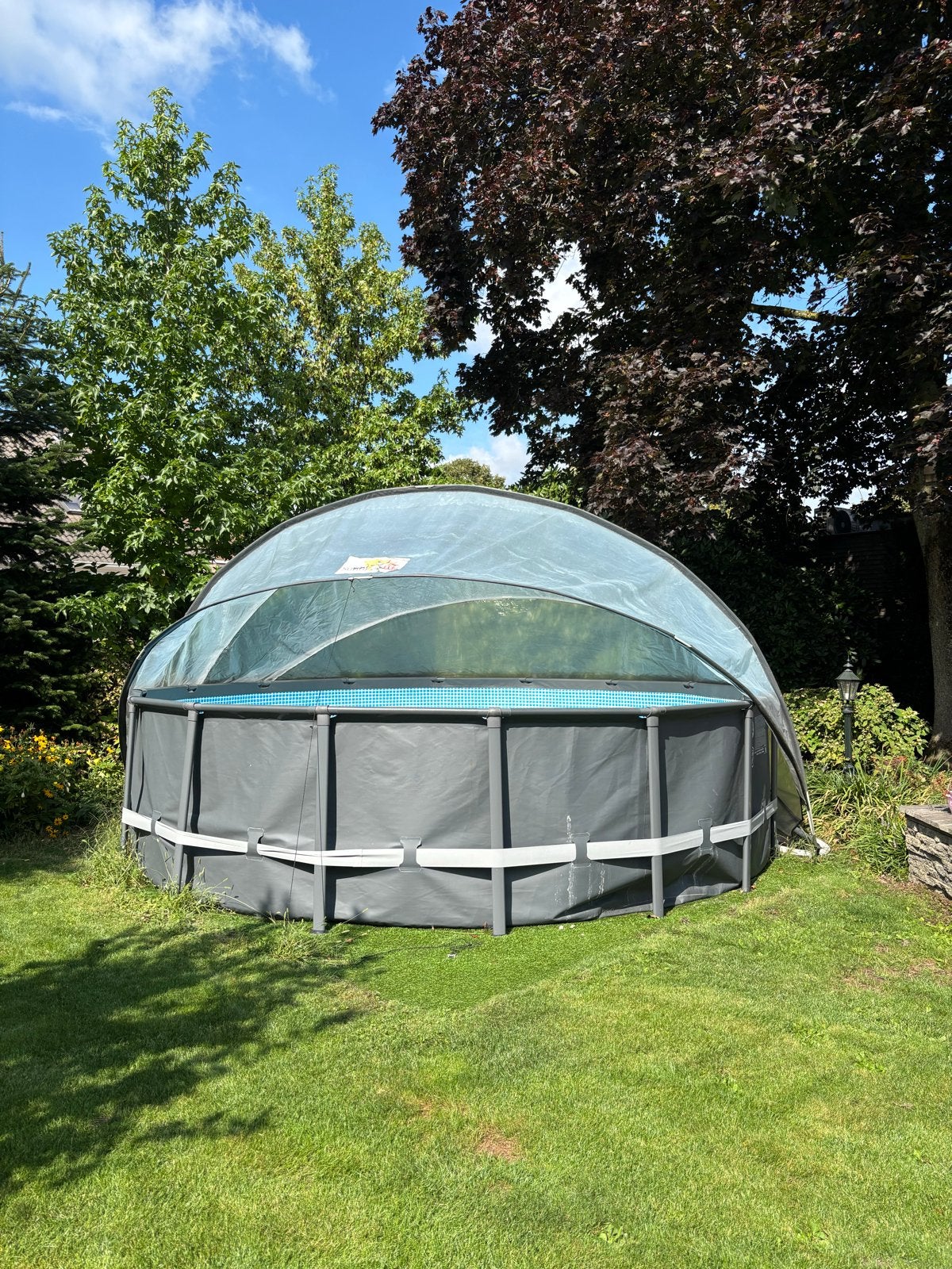 Intex Zwembad 388x122cm met Sunny Tent & Zandpomp, Tuin en Terras, Zwembaden, Gebruikt, Rond, 300 cm of meer, Opzetzwembad