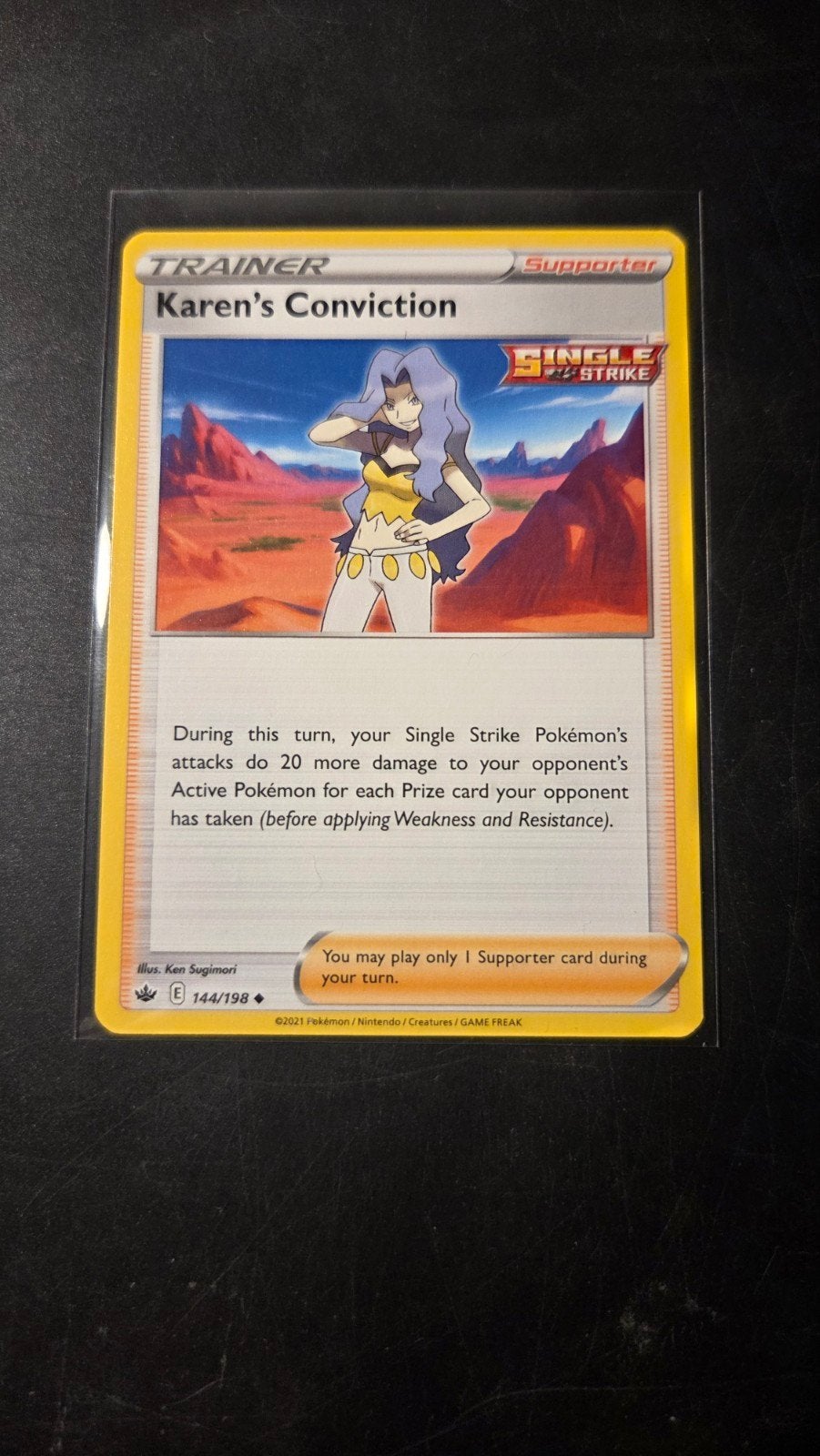 Karen's Conviction 144/198 Chilling Reign Pokémon Kaart, Verzenden, Zo goed als nieuw, Losse kaart