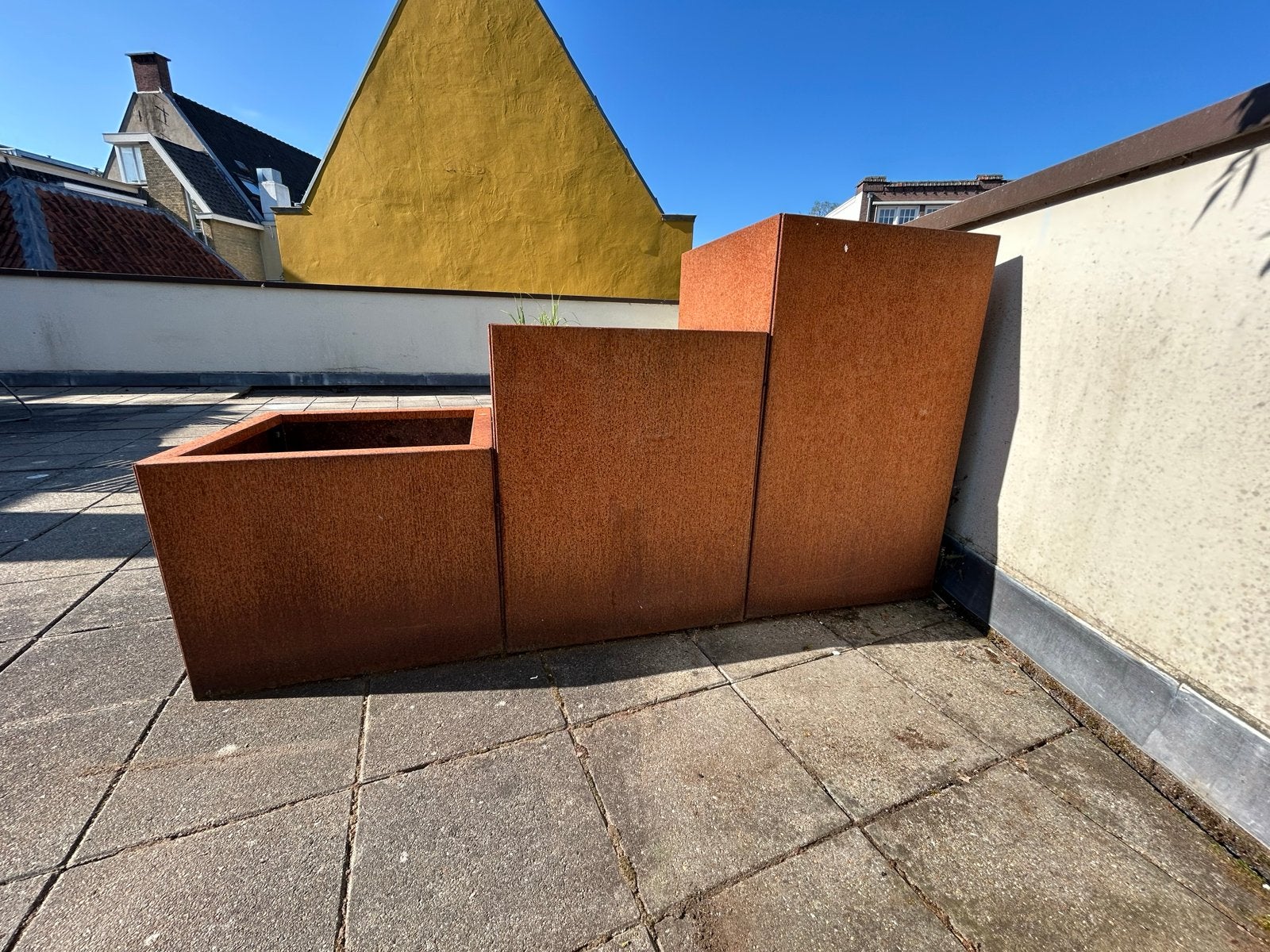 Cortenstaal divider plantenbak ( 3 niveaus), Tuin en Terras, Bloembakken en Plantenbakken, Ophalen, Gebruikt, 100 cm of meer, Balkon