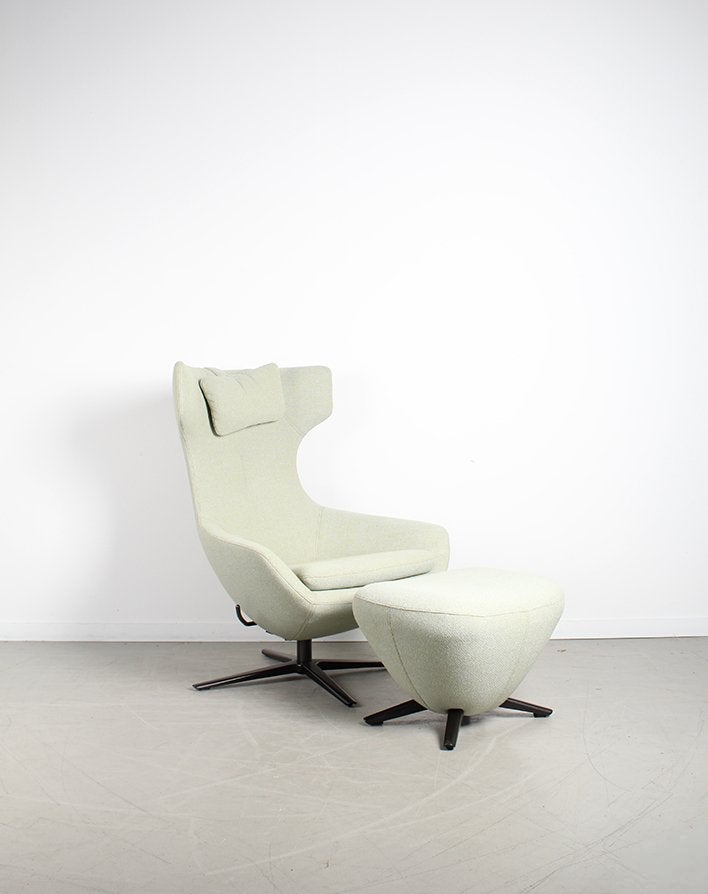 1x Leolux Caruzzo Fauteuil +Voetenbank Beige Stof – Zwart, Huis en Inrichting, Fauteuils, Niet ingevuld, Niet ingevuld, 75 tot 100 cm