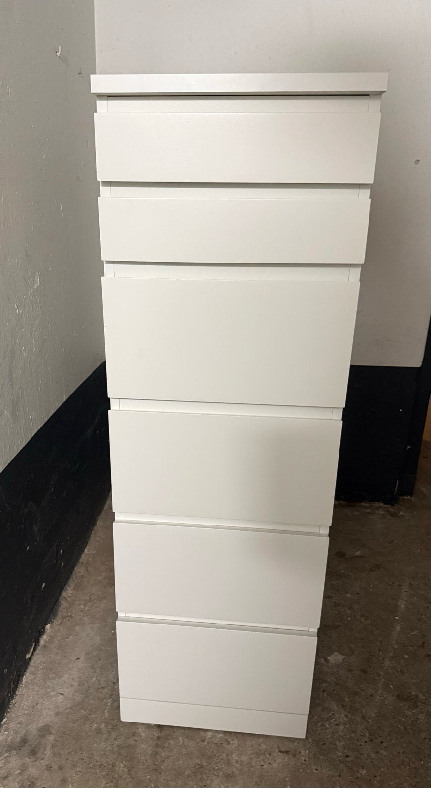 IKEA Malm ladenkast met spiegel, wit, 6 lades, Ophalen, Minder dan 50 cm, Gebruikt, 5 laden of meer