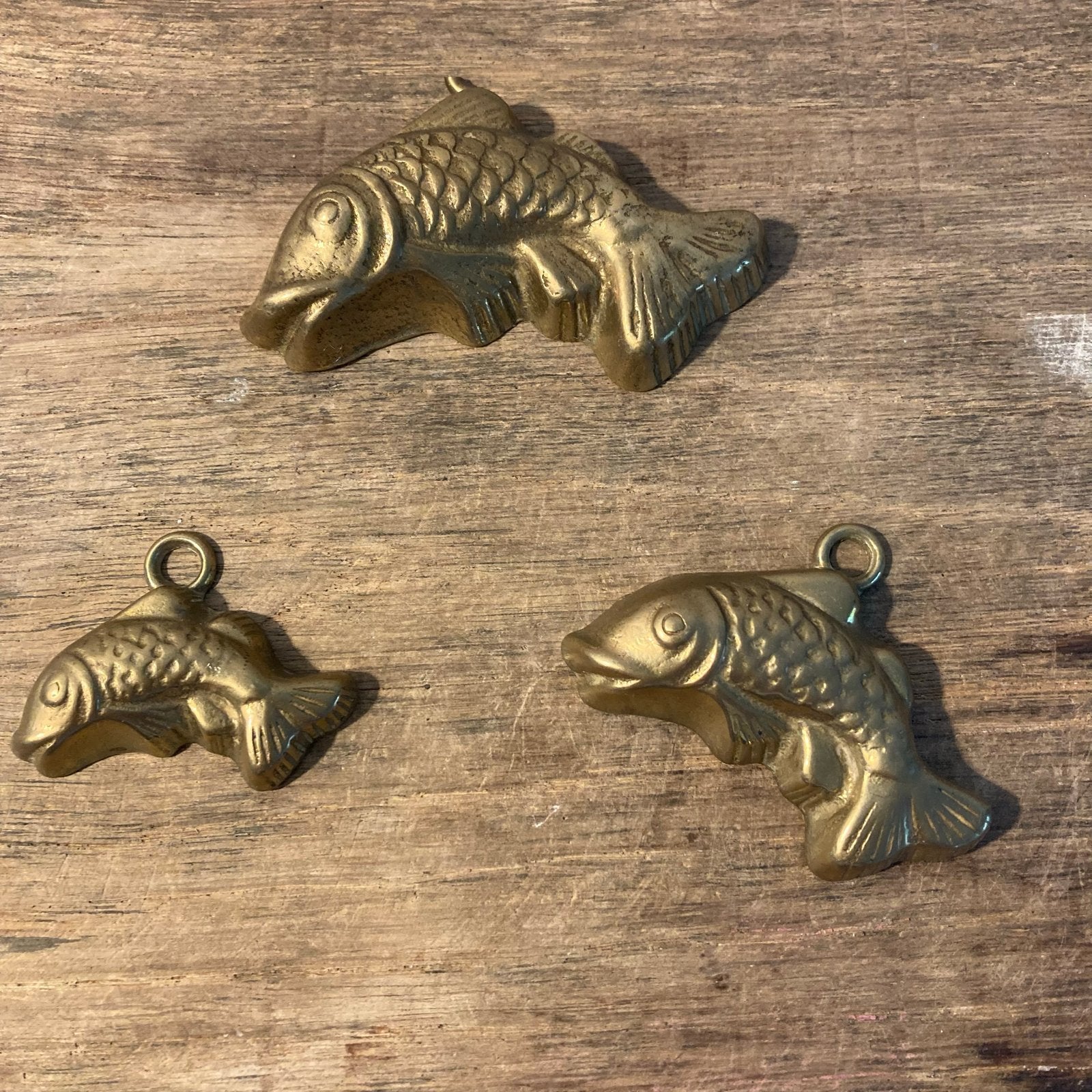 Set van 3 Vintage Koperen Karper Vissen Decoratie, Antiek en Kunst, Ophalen of Verzenden