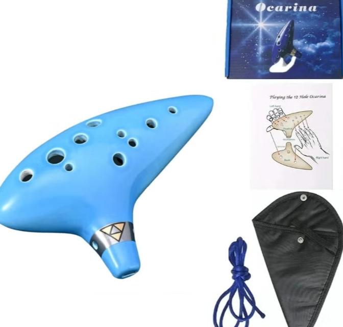 Ocarina keramisch Alto C 12 tonen met halskoord en tas, Muziek en Instrumenten, Blaasinstrumenten | Mondharmonica's, Ophalen of Verzenden