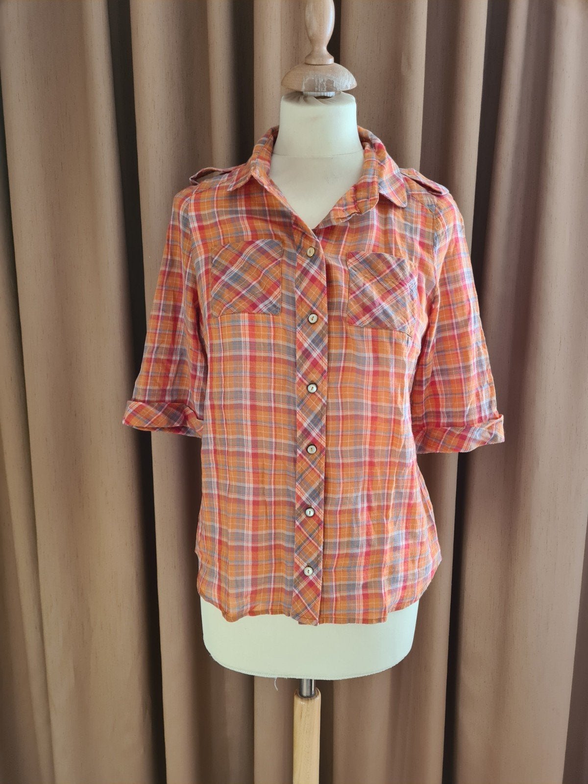 Maje geruite blouse maat S, Ophalen, Oranje, Maje, Maat 36 (S)