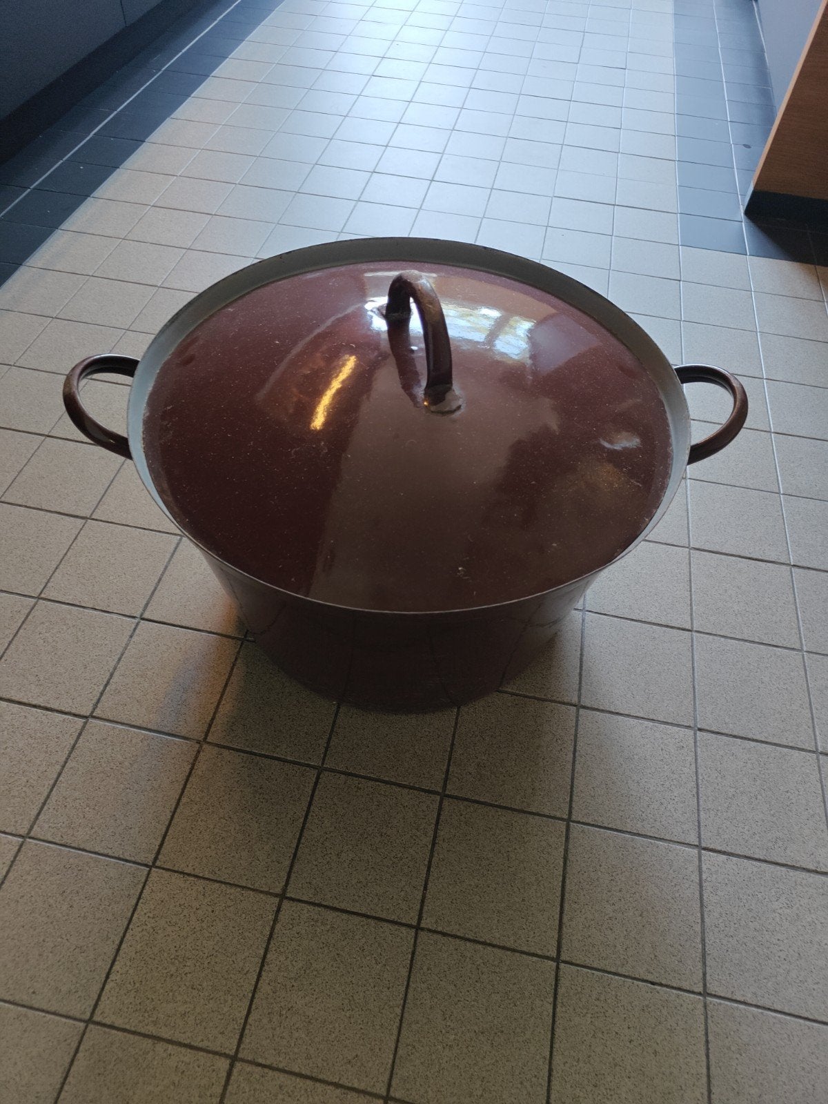 Grote emaille pan met deksel - Vintage kookpan, Huis en Inrichting, Keuken | Potten en Pannen, Ophalen of Verzenden, Gebruikt