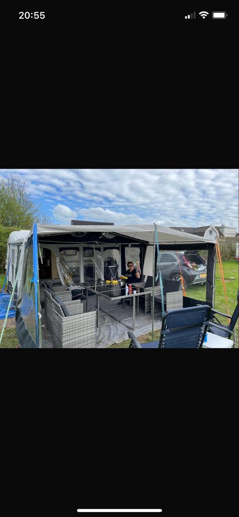 TEC Caravan uit 1990 met voortent, luifel en schuurtje, Caravans en Kamperen, Caravans, T.E.C., Rondzit, Luifel, Tot en met 4