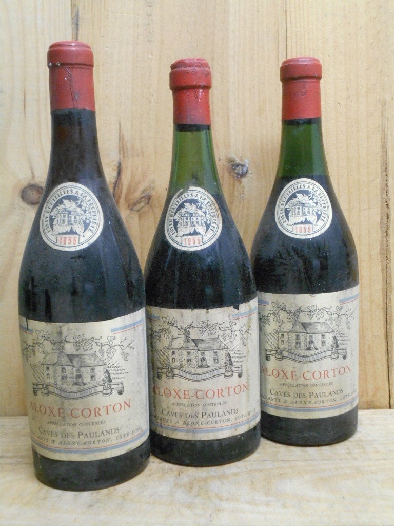 1955 * 1x ALOXE CORTON, Cave des Paulands 1955, Verzamelen, Frankrijk, Ophalen of Verzenden, Zo goed als nieuw, Rode wijn