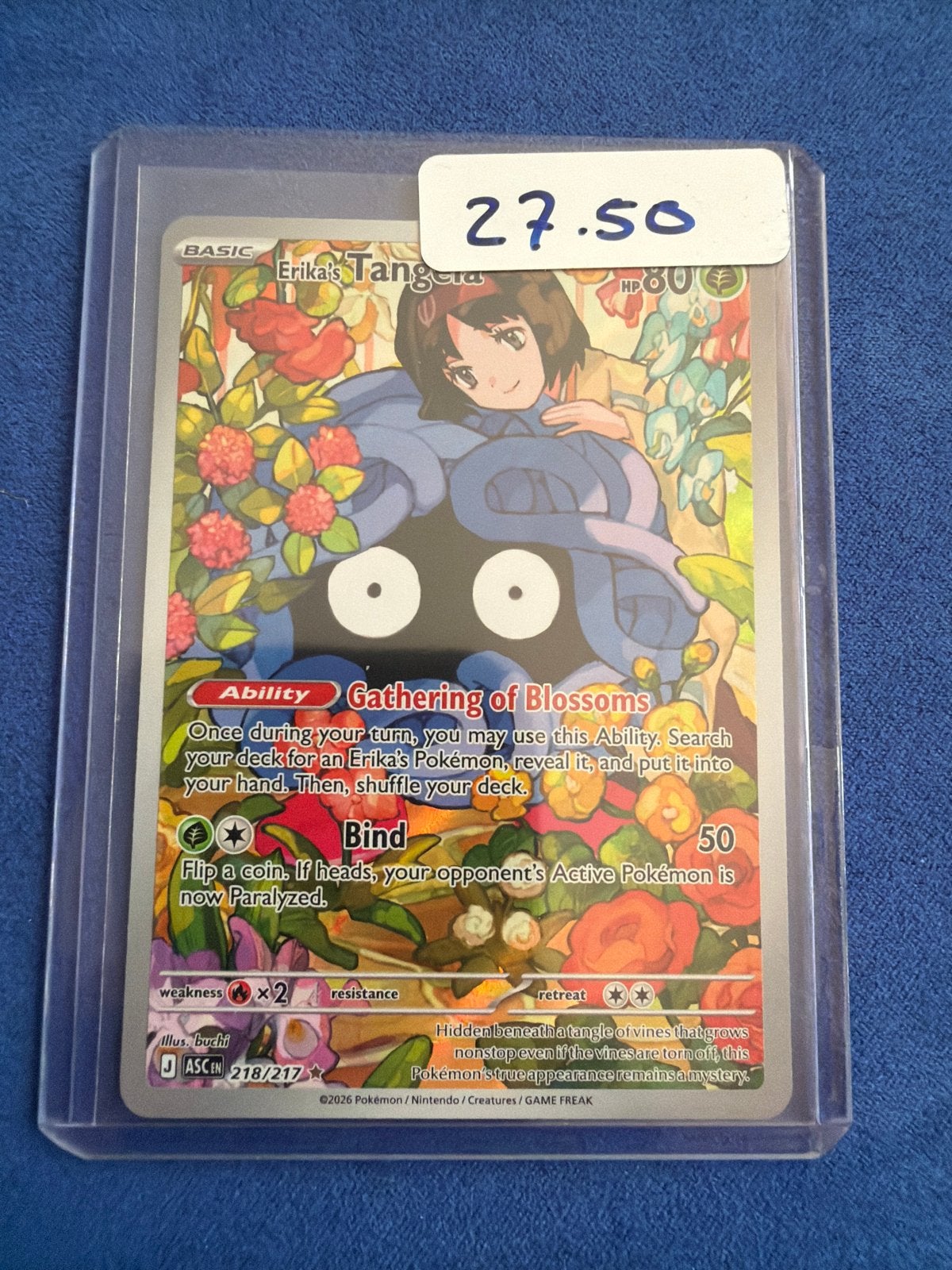Erika's Tangela Pokémon Kaart 218/217, Ophalen of Verzenden, Zo goed als nieuw, Losse kaart