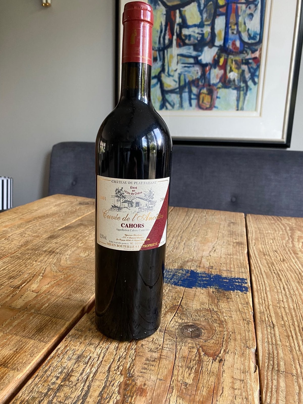 Château du Plat Faisant Cuvée de l'Ancêtre Cahors 2001, Ophalen, Gebruikt, Frankrijk, Rode wijn