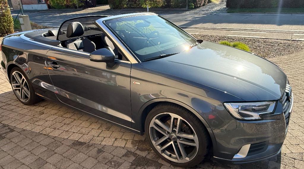 Audi A3 Cabrio, S-Line, 150pk in topstaat !!, Cabriolet, Leder en Stof, Particulier, Zilver of Grijs