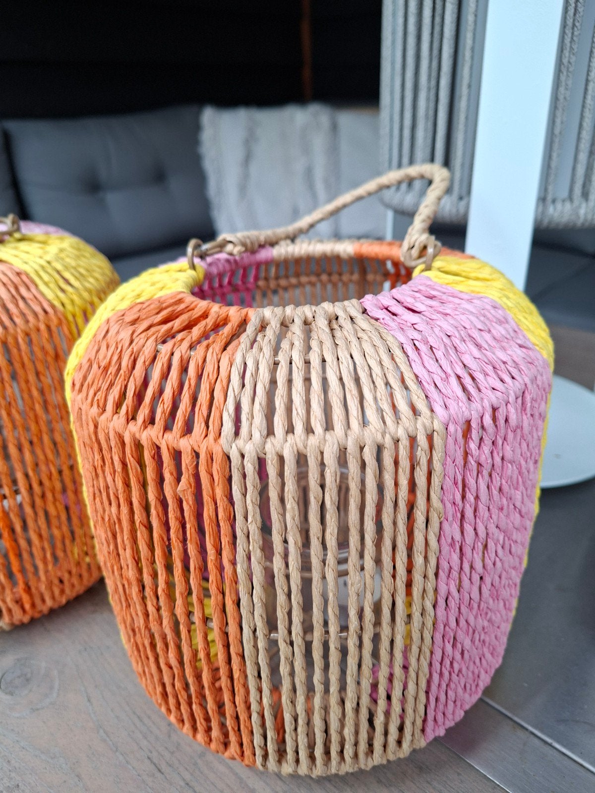 Windlichten sfeer Bohemian Ibiza, Ophalen of Verzenden, Zo goed als nieuw, Rond, Glas