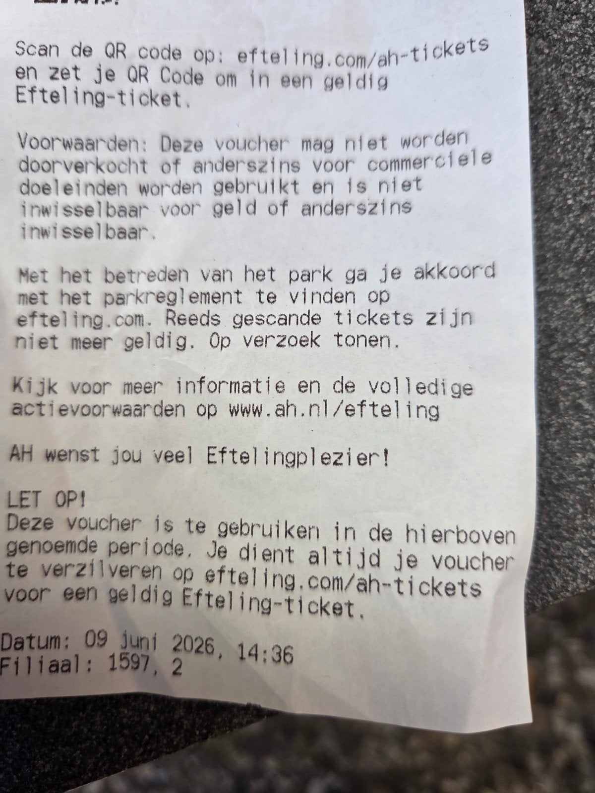 Ticket Efteling, Eén persoon