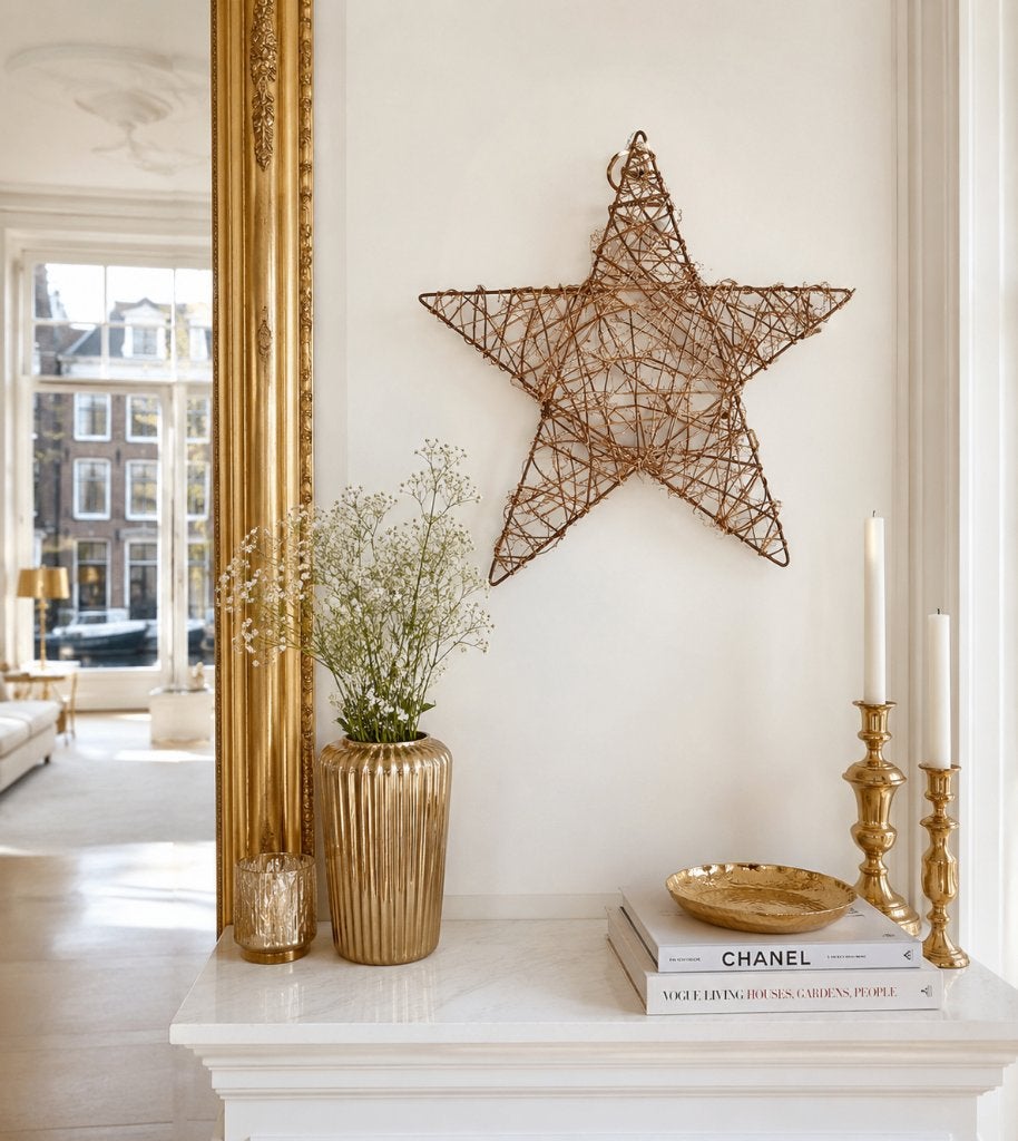 Sfeervolle metaal Rustieke Decoratie Ster (40x40cm), Huis en Inrichting, Vintage, Gebruikt, Ophalen of Verzenden, Natuurlijk materiaal