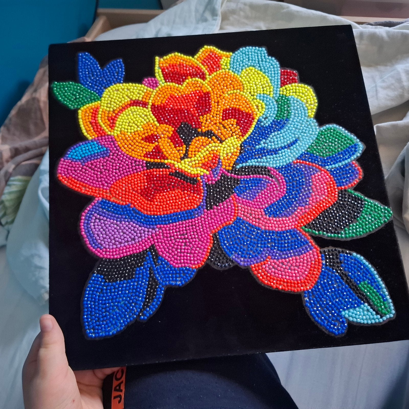Mooie zelfgemaakte neon diamant painting, Ophalen
