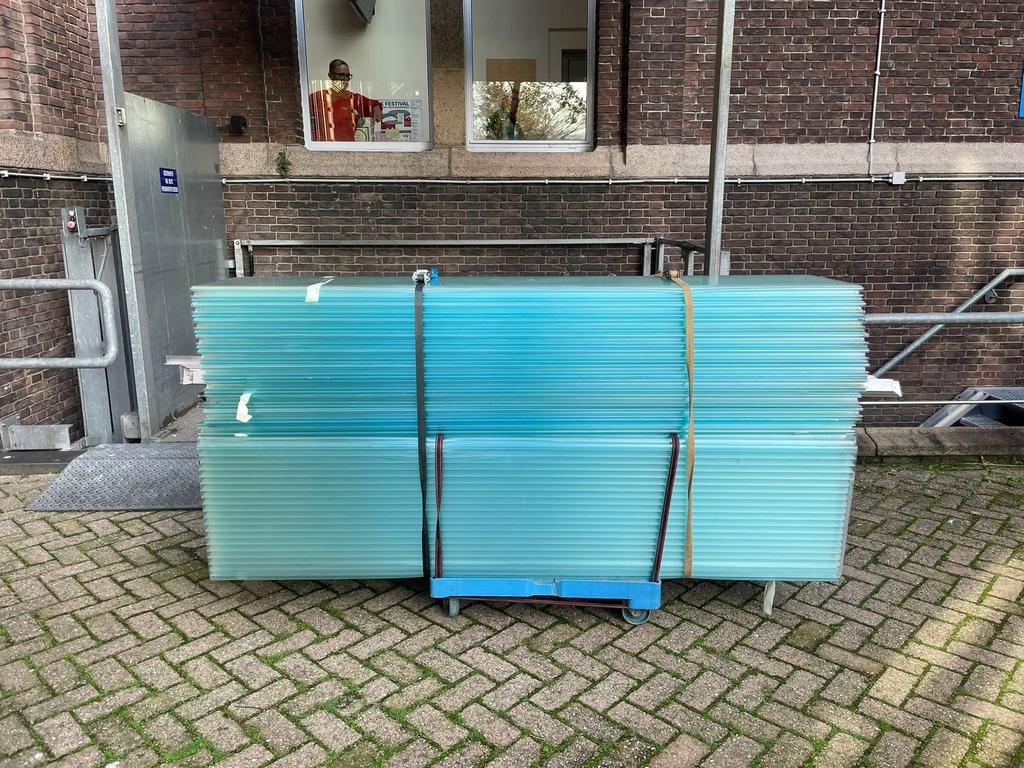 24 blauwe 5cm polycarbonaat platen panels sauna cabine blue, Doe-het-zelf en Verbouw, Platen en Panelen, Ophalen, Gebruikt
