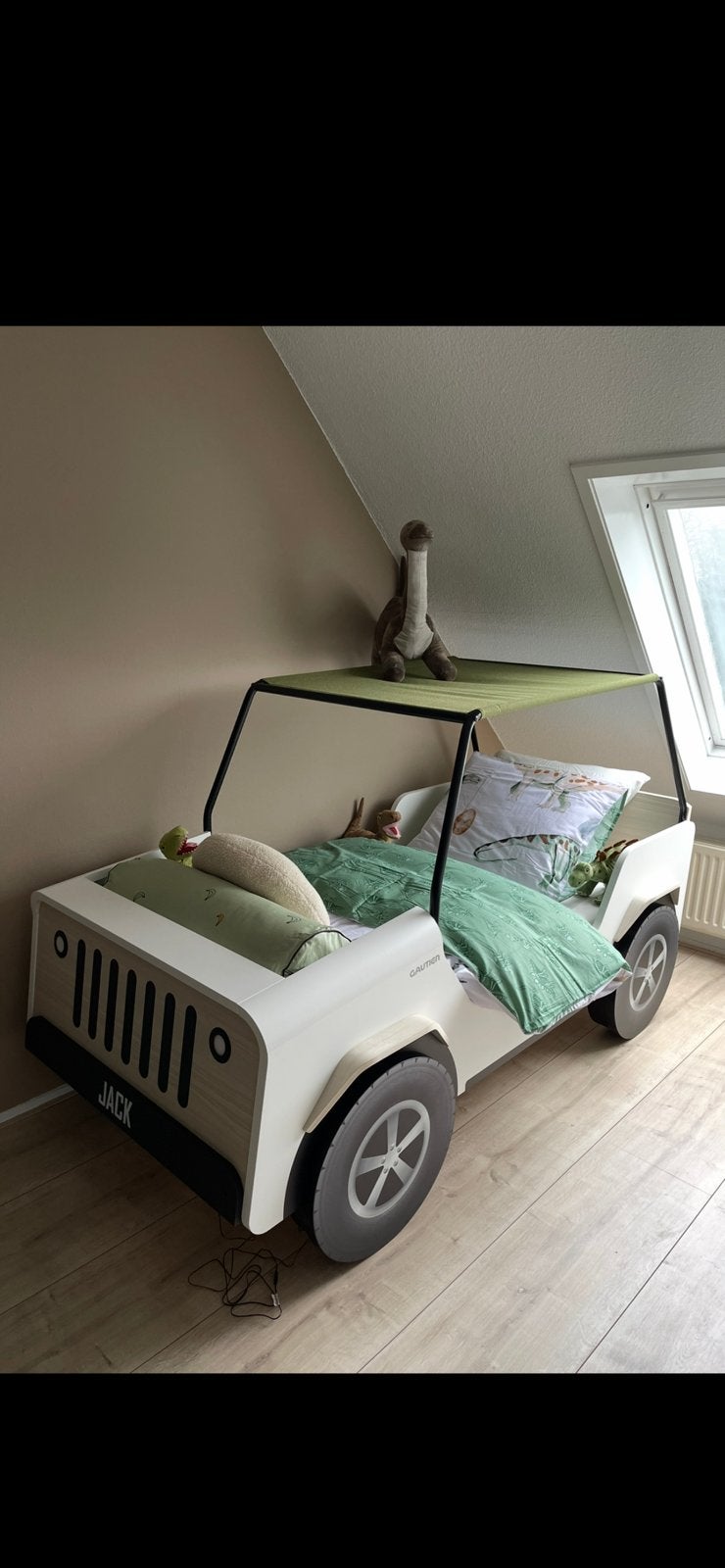 Jungle kinder-/auto bed Jeep, Ophalen, 85 tot 100 cm, Zo goed als nieuw, Matras