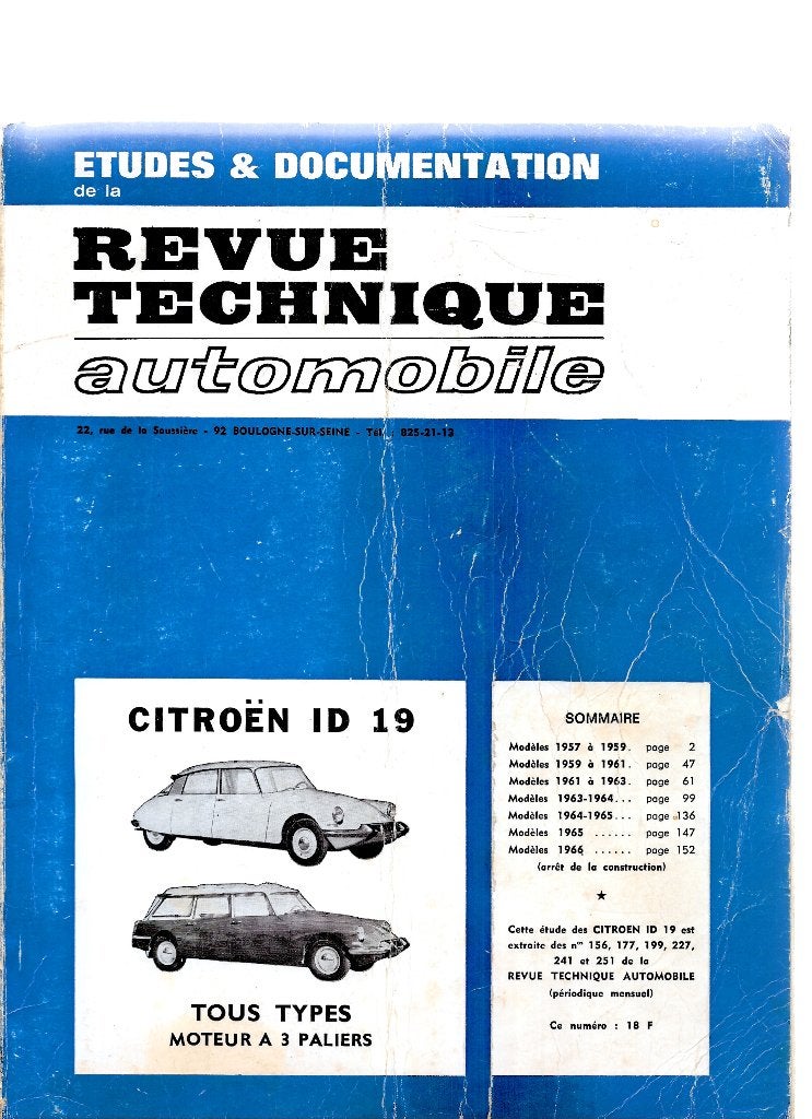 CITROËN ID 19 "Revue Technique", Ophalen of Verzenden, Gelezen, Citroën