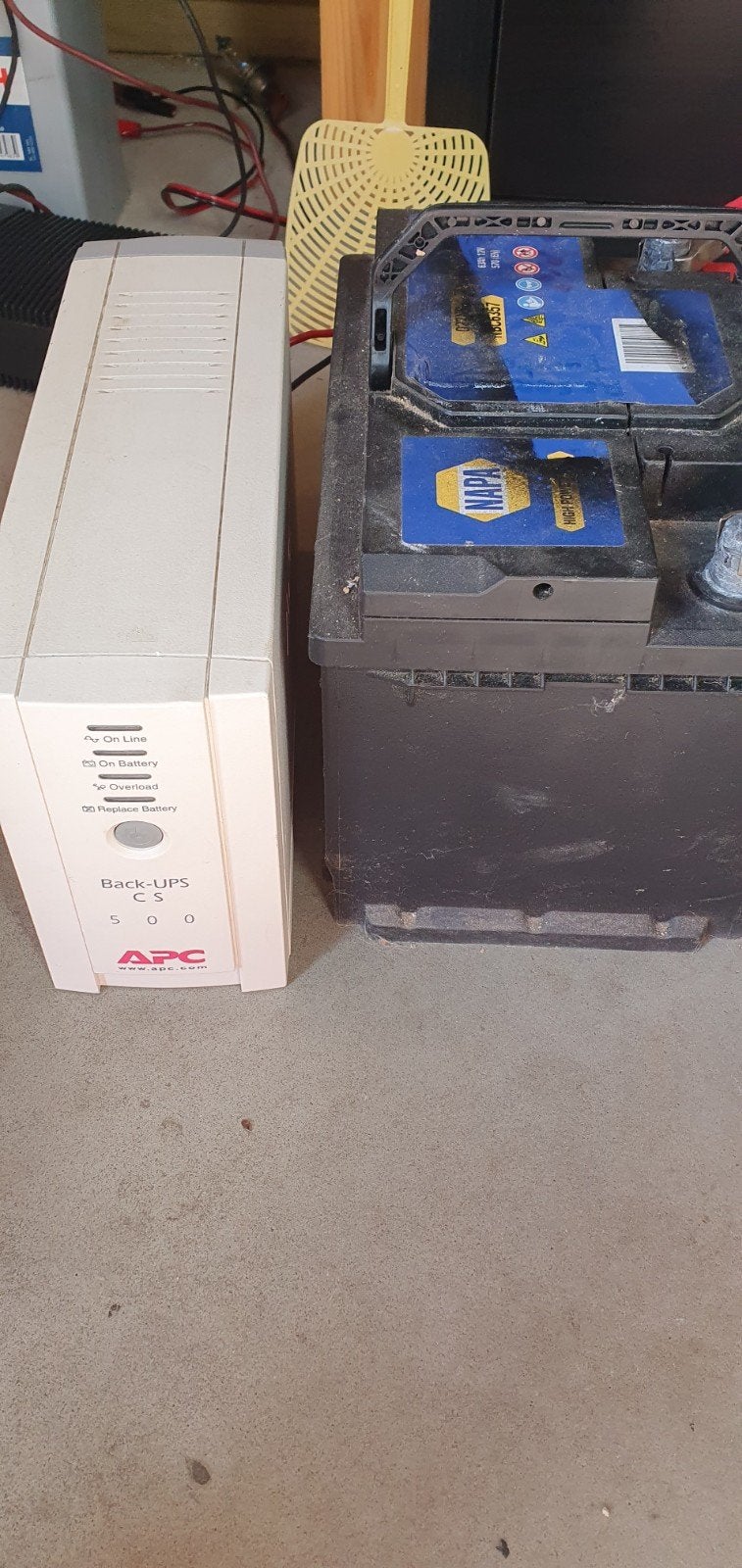 auto accu met ups omvormer, Ophalen